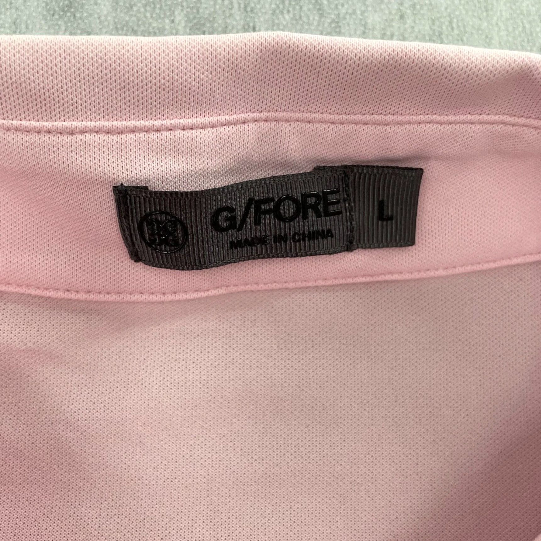 Vintage G Fore Polo Shirt Men Large Pink Striped Performance Golf Casual