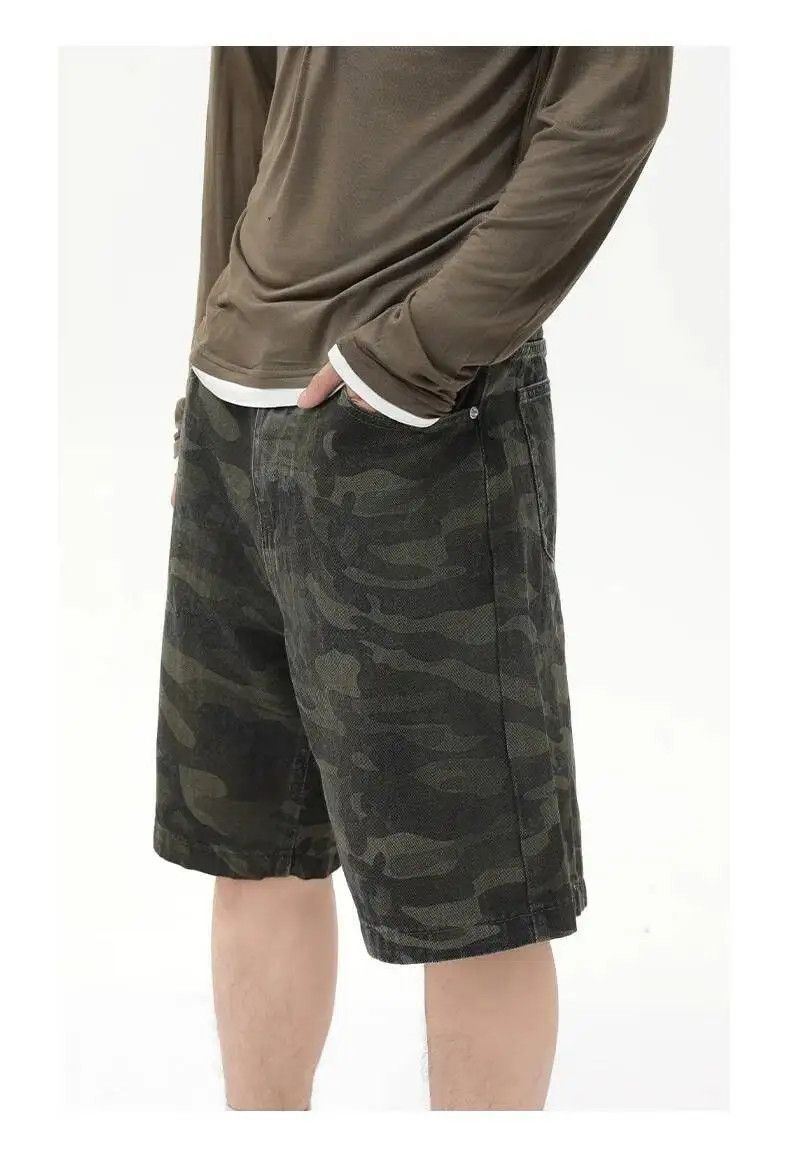 Japanese Brand Dark Camo Baggy Denim Shorts Size US 34 / EU 50 - 4 Thumbnail