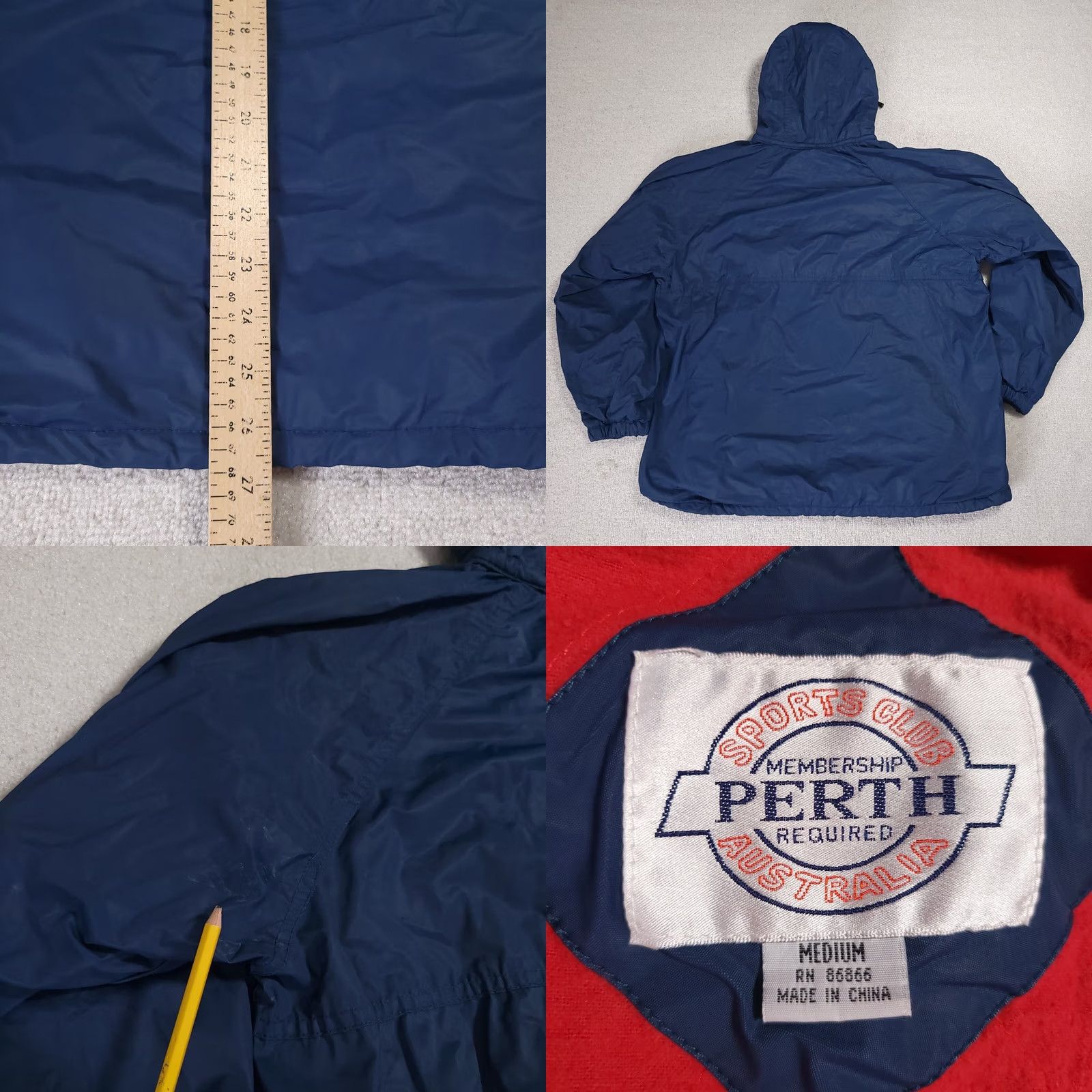 Vintage VINTAGE 90s Fleece Lined Raincoat Hooded Mens Medium Blue Red PVC Sports Club AU Shirt Man M Blue Raincoat Sports Club Australia Mens Size US M / EU 48-50 / 2 - 9 Thumbnail