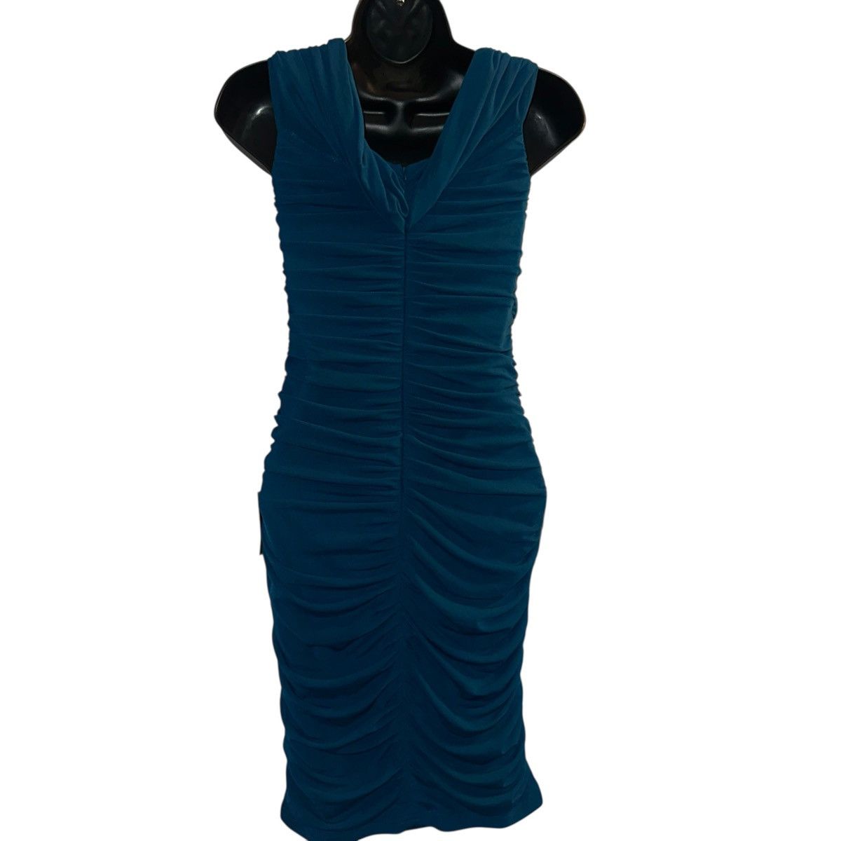 Lulus Lulus Alluring Nights Teal Ruched Off Shoulder Bodycon Dress Size S / US 4 / IT 40 - 6 Thumbnail