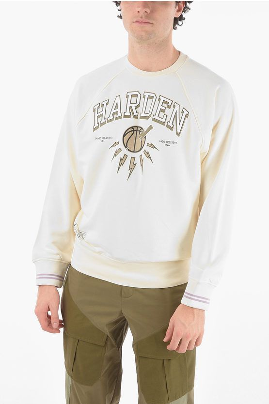 image of James Harden X Neil Barrett Crew Neck Easy Fit Sweatshirt Wi in Yellow, Men's (Size XL)