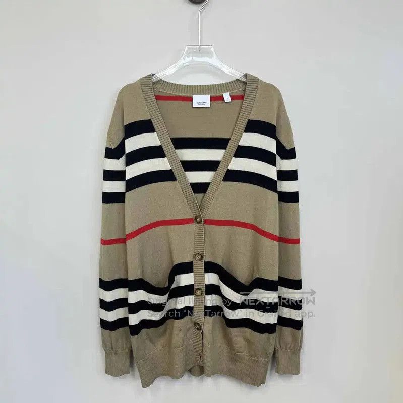 Burberry Burberry Khaki Striped Women's Cardigan. Size S / US 4 / IT 40 - 1 Thumbnail