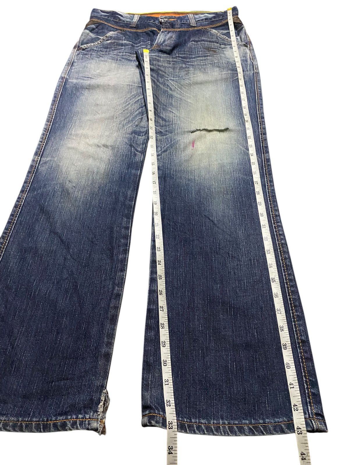 Japanese Brand Vintage Edwin Blue Trip Faded Wash Distressed Baggy Jeans Size US 34 / EU 50 - 17 Thumbnail