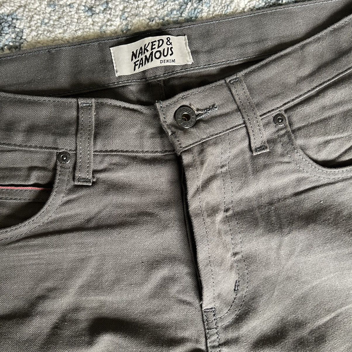 Naked & Famous AUTUMN 2020 Made in Canada BLACK STEEL DUCK CANVAS SELVEDGE Size US 33 - 7 Thumbnail