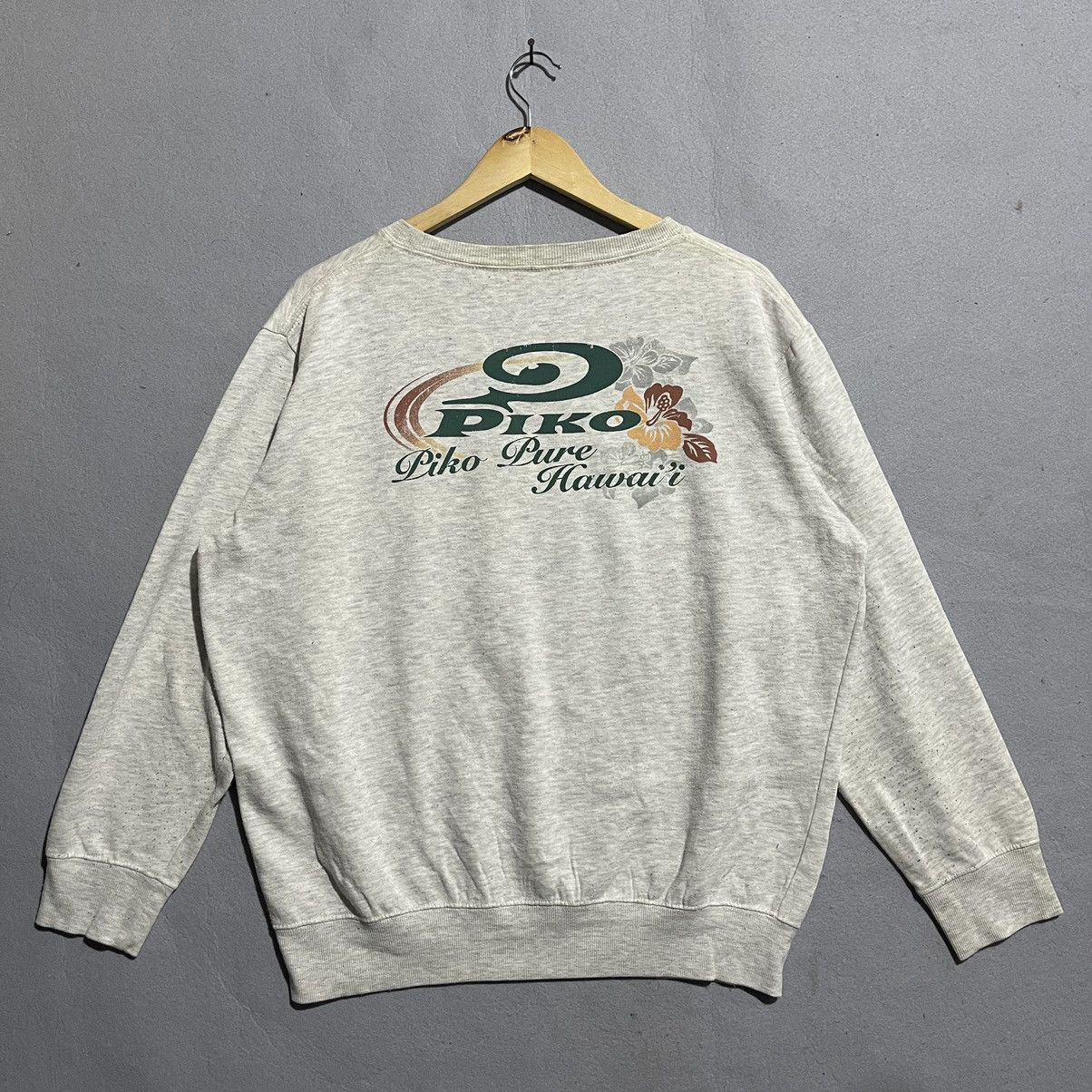 Vintage Vintage 90s Piko Pure Hawaii Surf Sweatshirt XL Heather Gray Size US XL / EU 56 / 4 - 1 Thumbnail