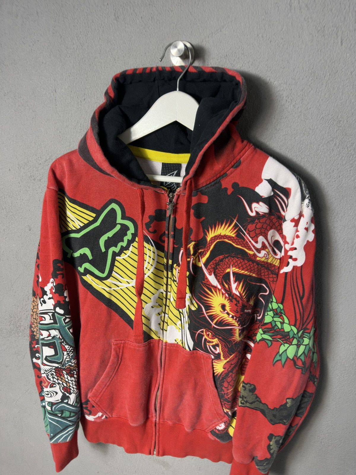 Fox Racing 🔥Vintage Fox Racing Dragon Print Ed Hardy Style Hoodie Japan Size US M / EU 48-50 / 2 - 3 Thumbnail