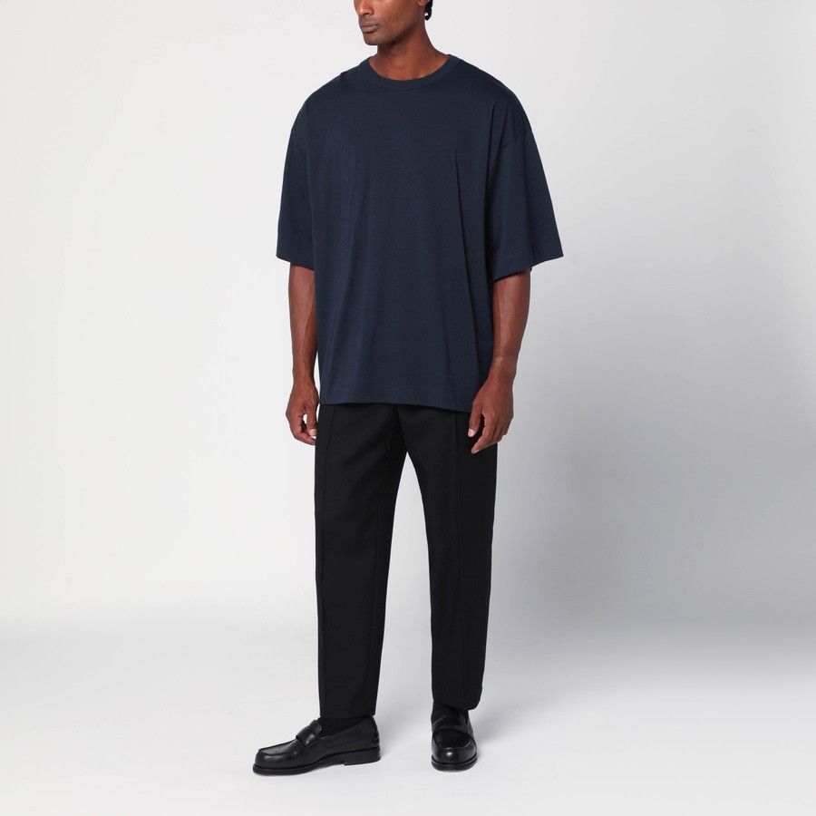 Dries Van Noten o1d2blof0226 Oversize Cotton T-Shirt in Navy Blue Size US S / EU 44-46 / 1 - 2 Thumbnail