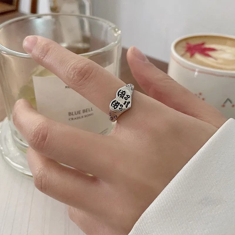 Other Retro Heart Shape Crying Face Ring Size ONE SIZE - 4 Thumbnail