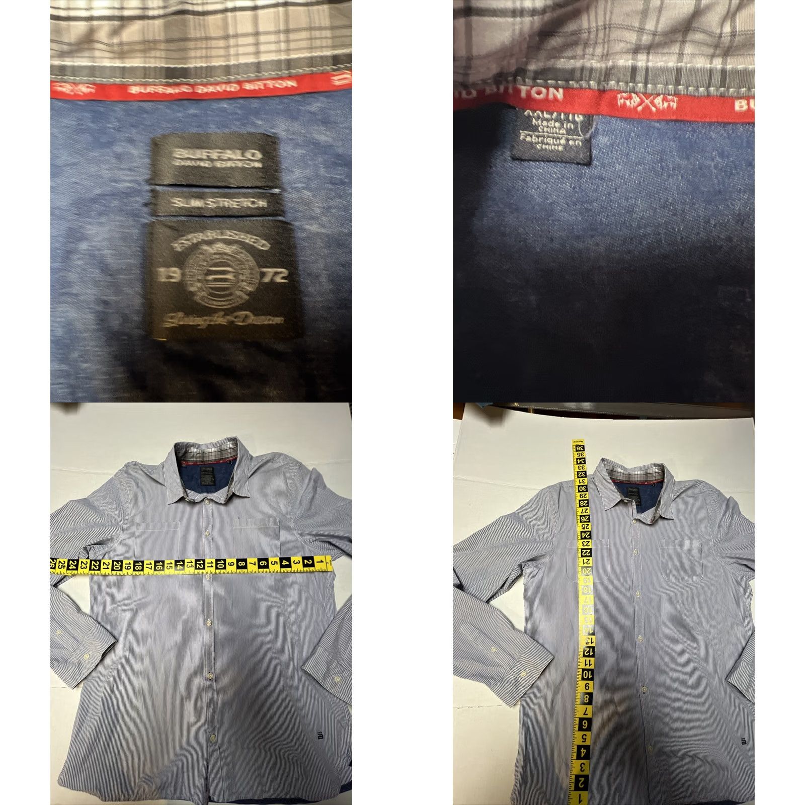 Buffalo David Bitton Buffalo David Bitton Shirt Men’s XXL Blue White Pinstriped Savior X Slim Stretch Button Up Long Sleeve Size US XXL / EU 58 / 5 - 7 Thumbnail