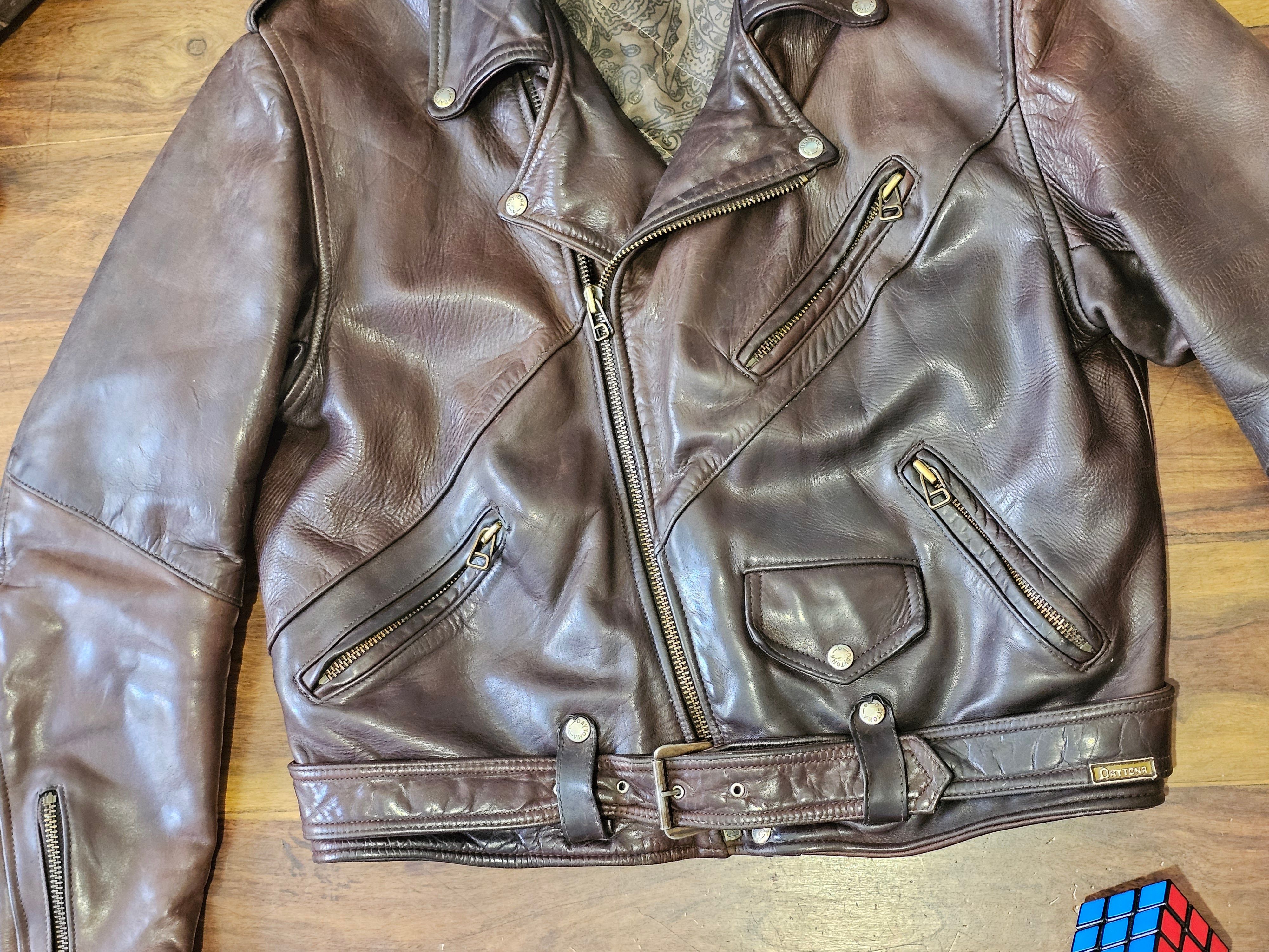 Daytona Daytona 🇫🇷 Vintage 80s Biker Jacket - Leather Perfecto, Size US M / EU 48-50 / 2 - 8 Thumbnail