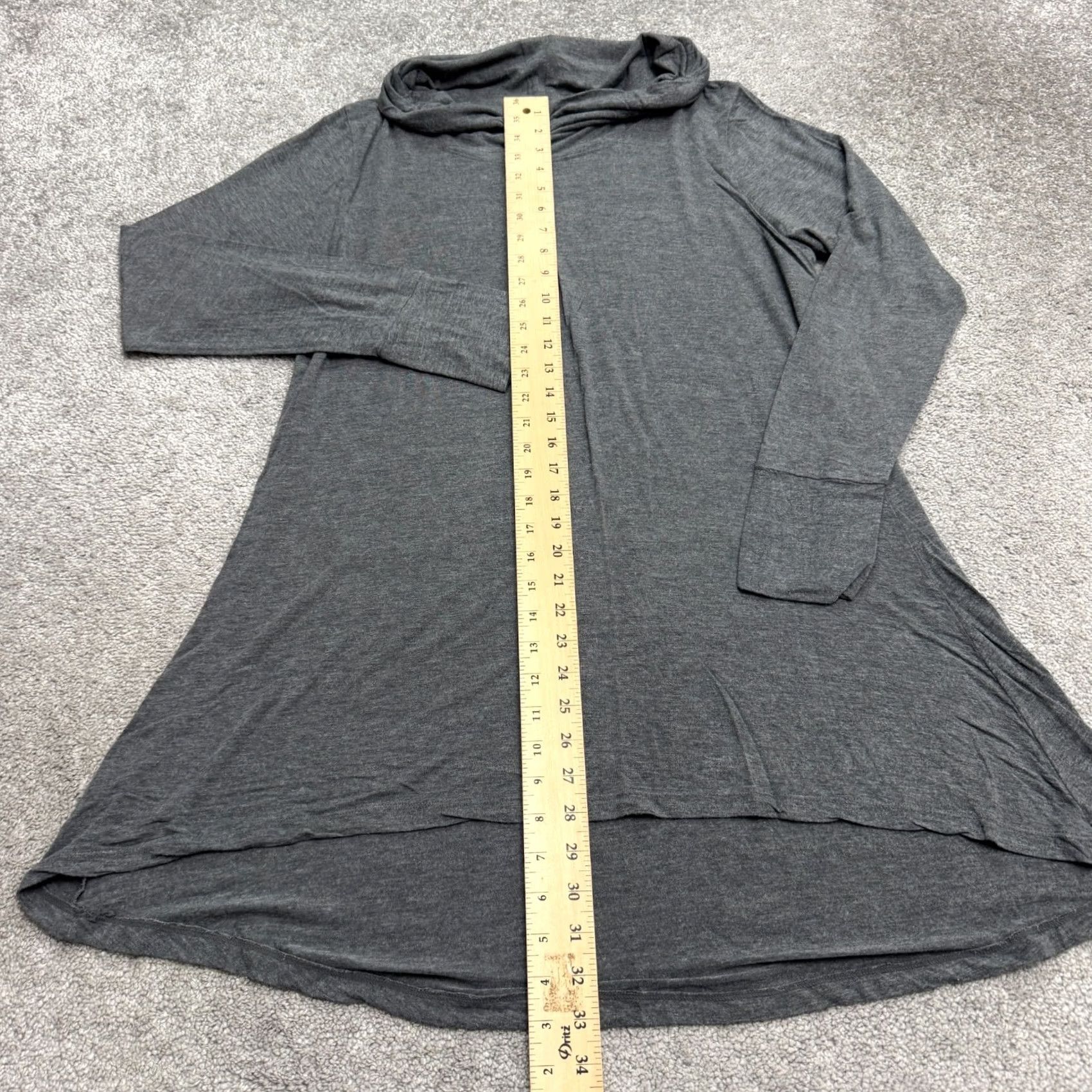 Vintage Cuddl Duds Cowl Neck Hi-Low Shift Dress Womens XL Gray Long Sleeve Stretch Soft Knit Size XL / US 12-14 / IT 48-50 - 7 Thumbnail