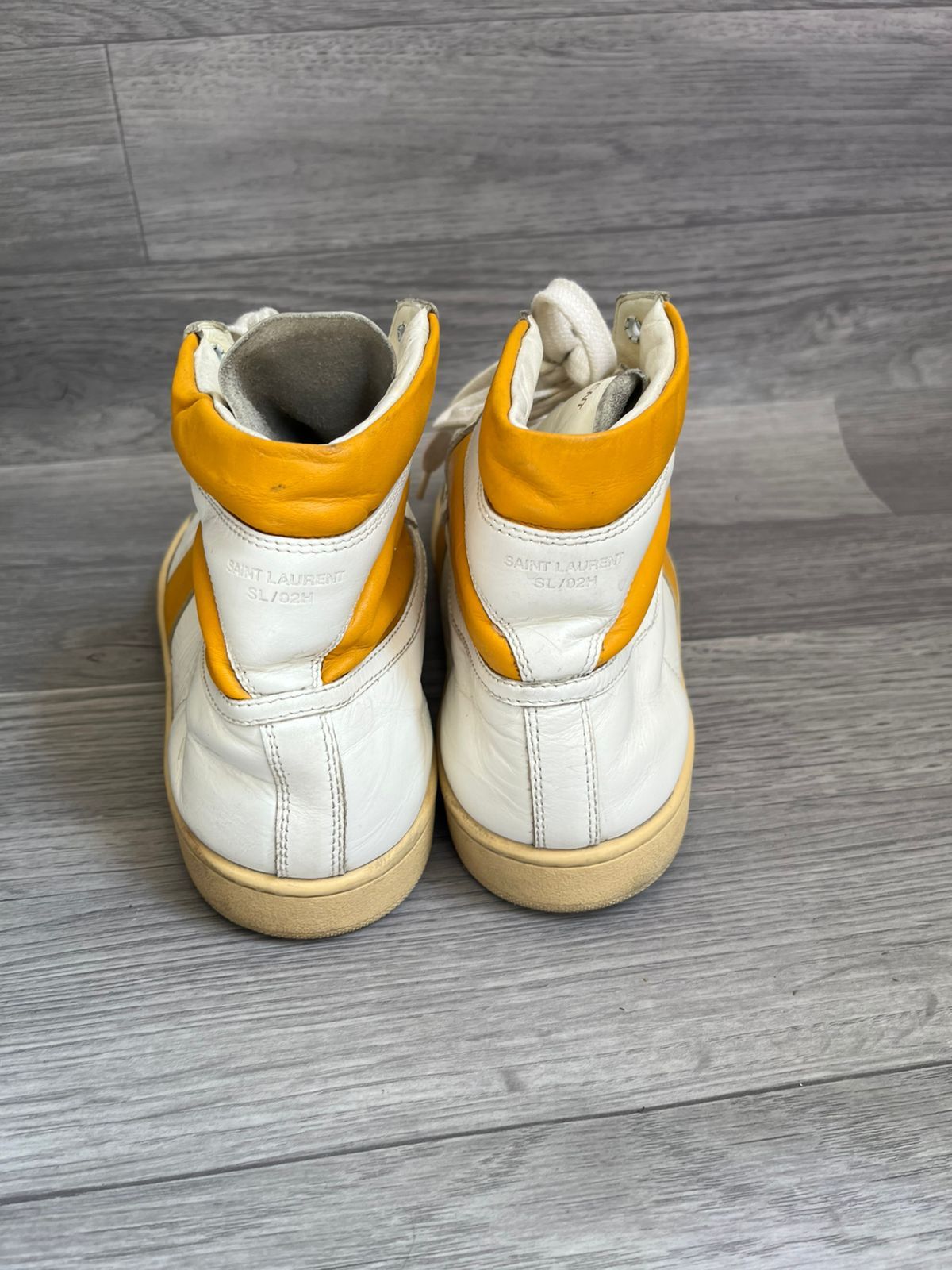 Saint Laurent Paris Saint Laurent SL/02H White Leather Hi-Top Sneakers Sz 43 Size US 10 / EU 43 - 3 Thumbnail