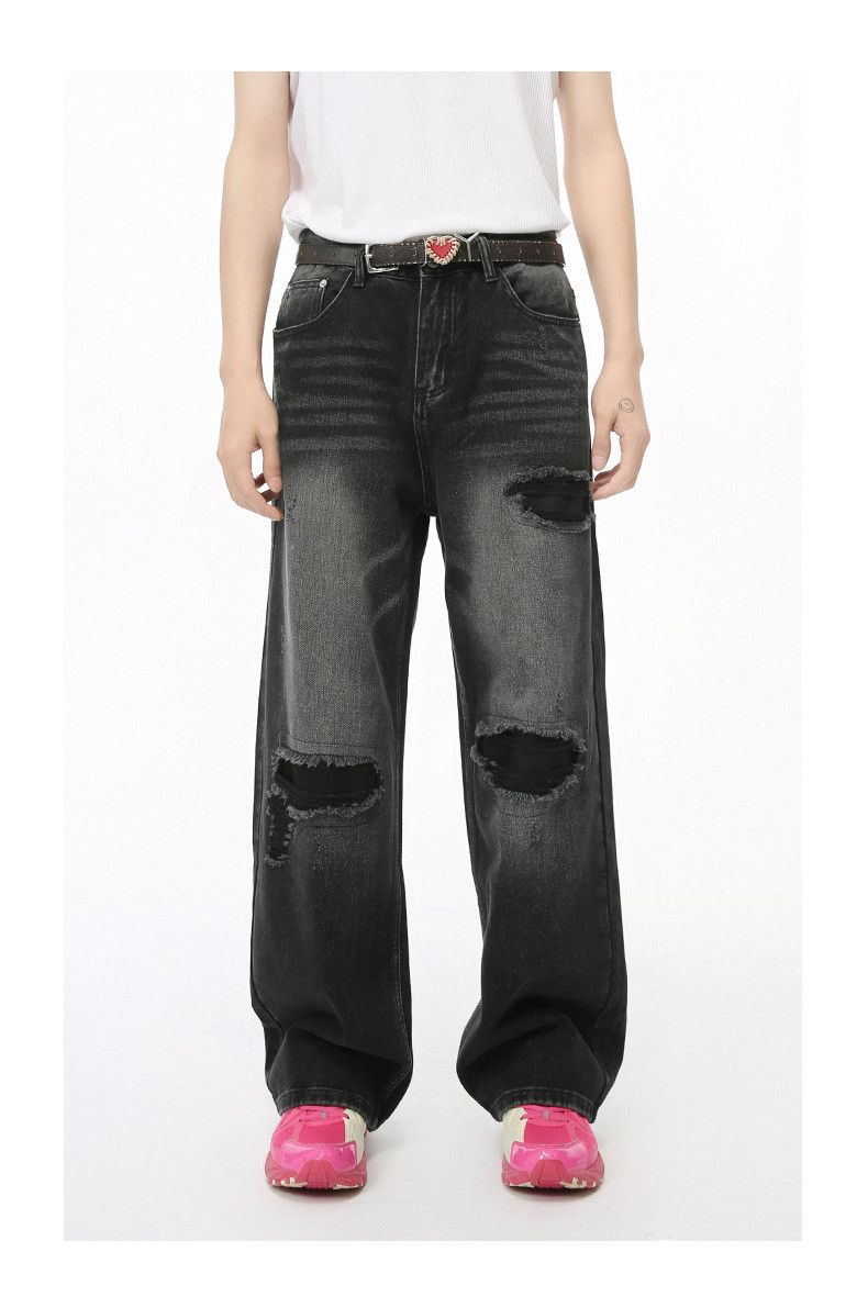 Japanese Brand × Jean Street retro distressed washed ripped jeans wide leg Size US 32 / EU 48 - 1 Thumbnail