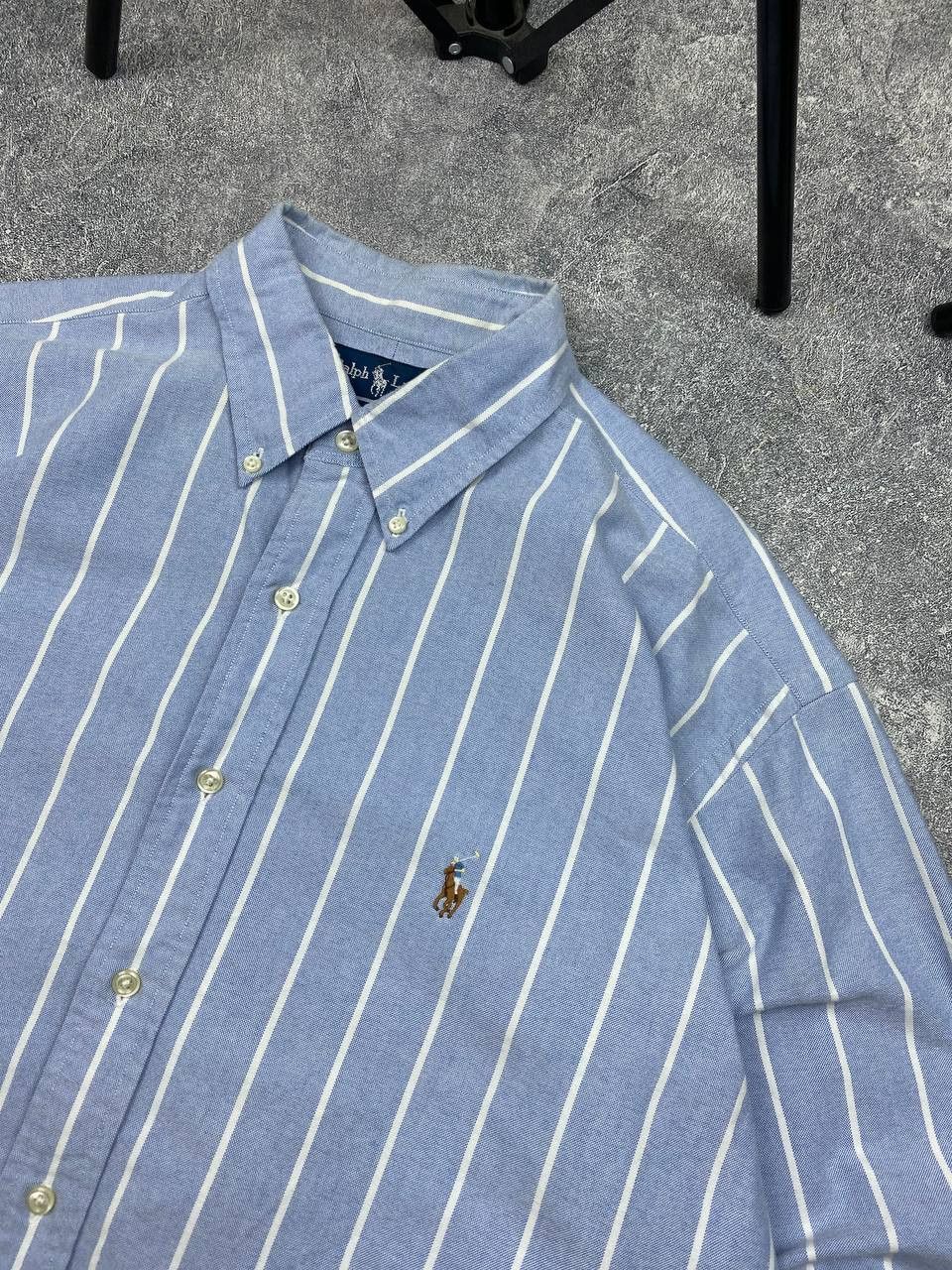 Polo Ralph Lauren × Vintage Vintage 90s Polo Ralph Lauren Striped Blue/White Shirt Y2K Size US XXL / EU 58 / 5 - 5 Thumbnail