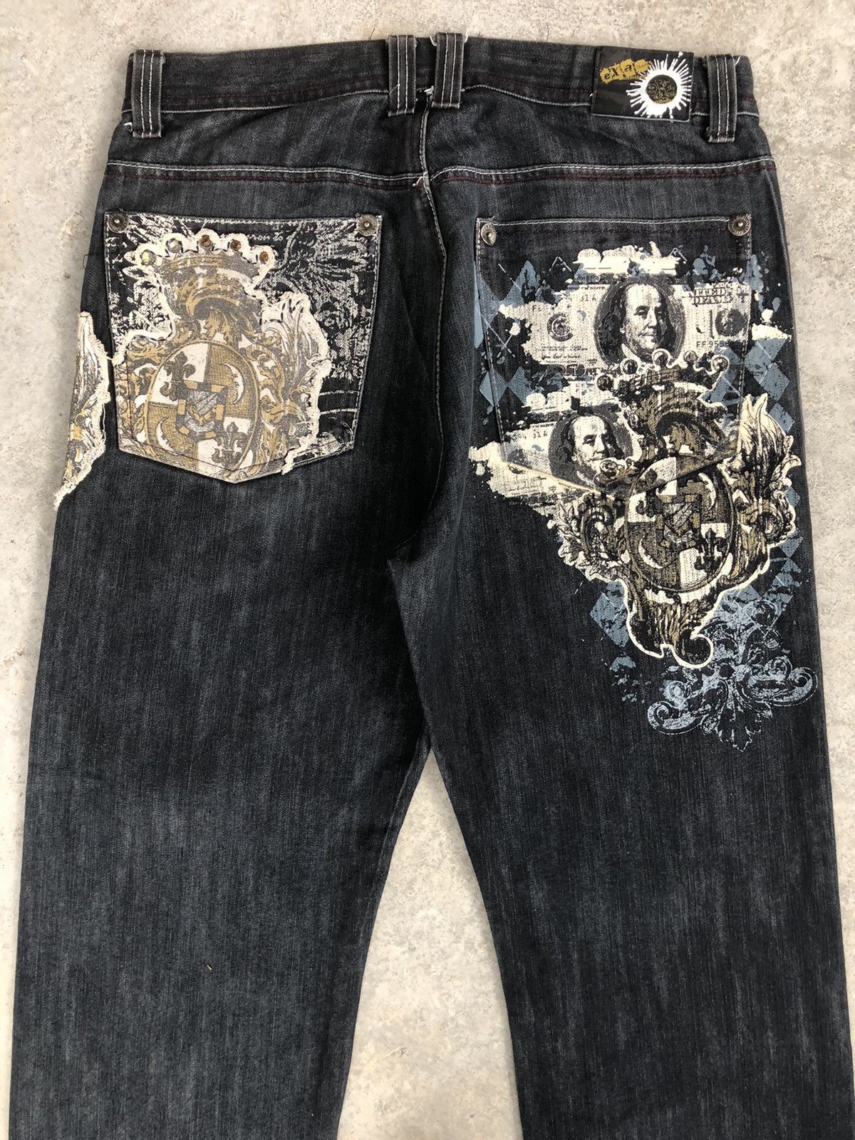 Japanese Brand Japanese Exa Embroidered Jeans baggy hip hop Size US 35 - 8 Thumbnail