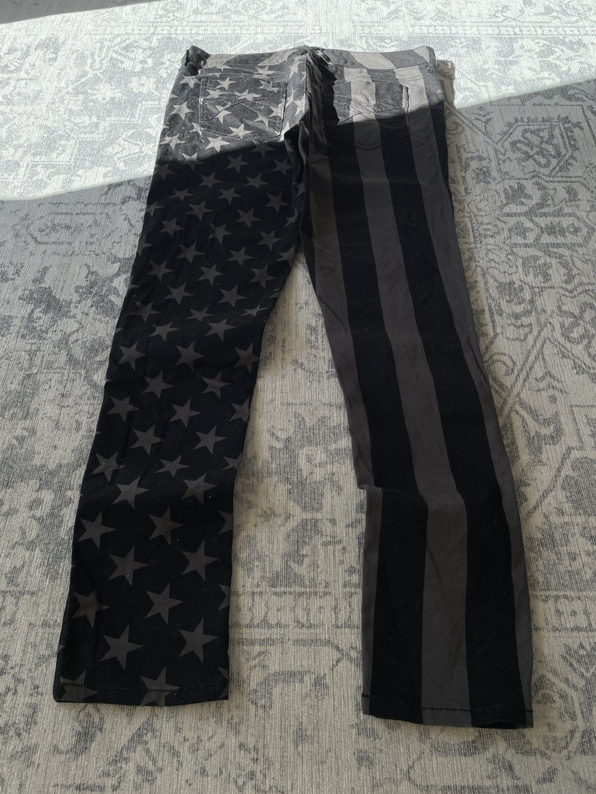 Pre-owned Hysteric Glamour X If Six Was Nine Vintage American State Flag Overprint Skinny Y2k Jeans Pants In Black