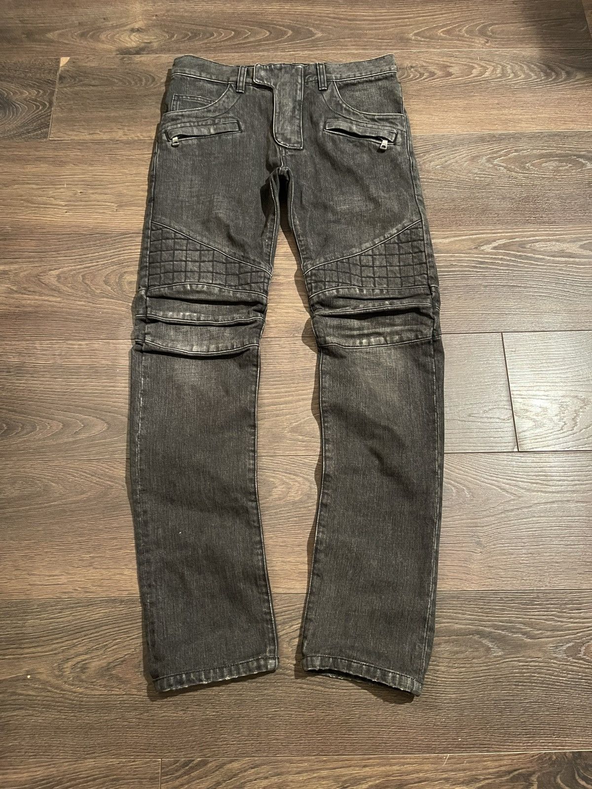Balmain Balmain 2012 Waffle Knit Biker Jeans Size US 30 / EU 46 - 1 Thumbnail
