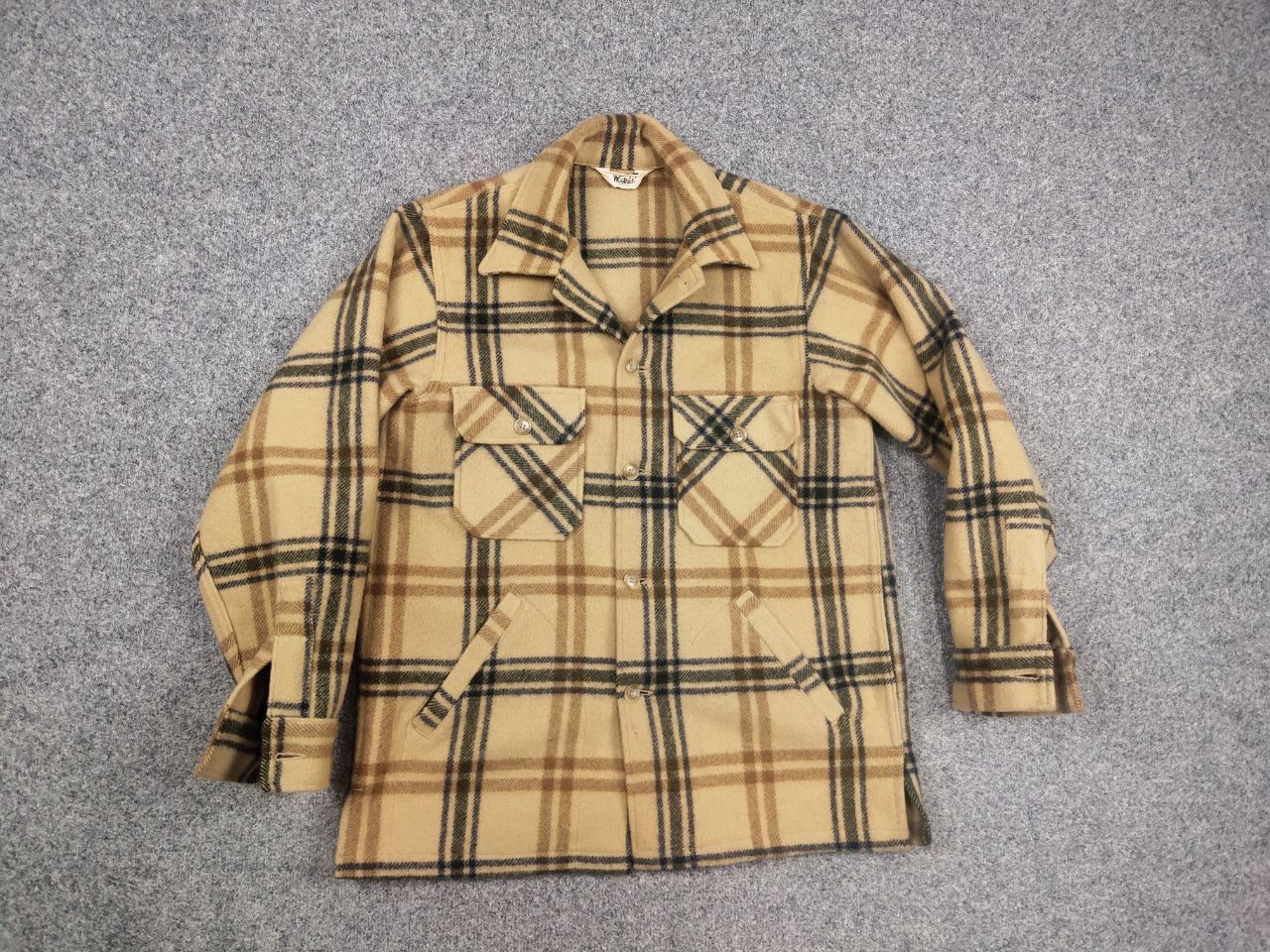 Vintage 60's Woolrich USA Plaid Wool Coat Pocket Jacket