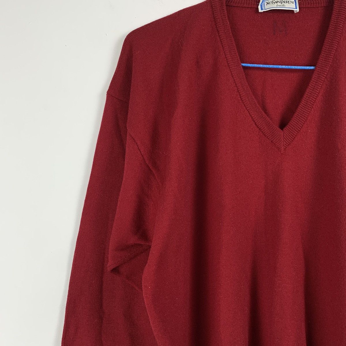 Vintage × Yves Saint Laurent Yves Saint Laurent Tricots Pour Homme Wool V-neck Sweater Size US L / EU 52-54 / 3 - 4 Thumbnail