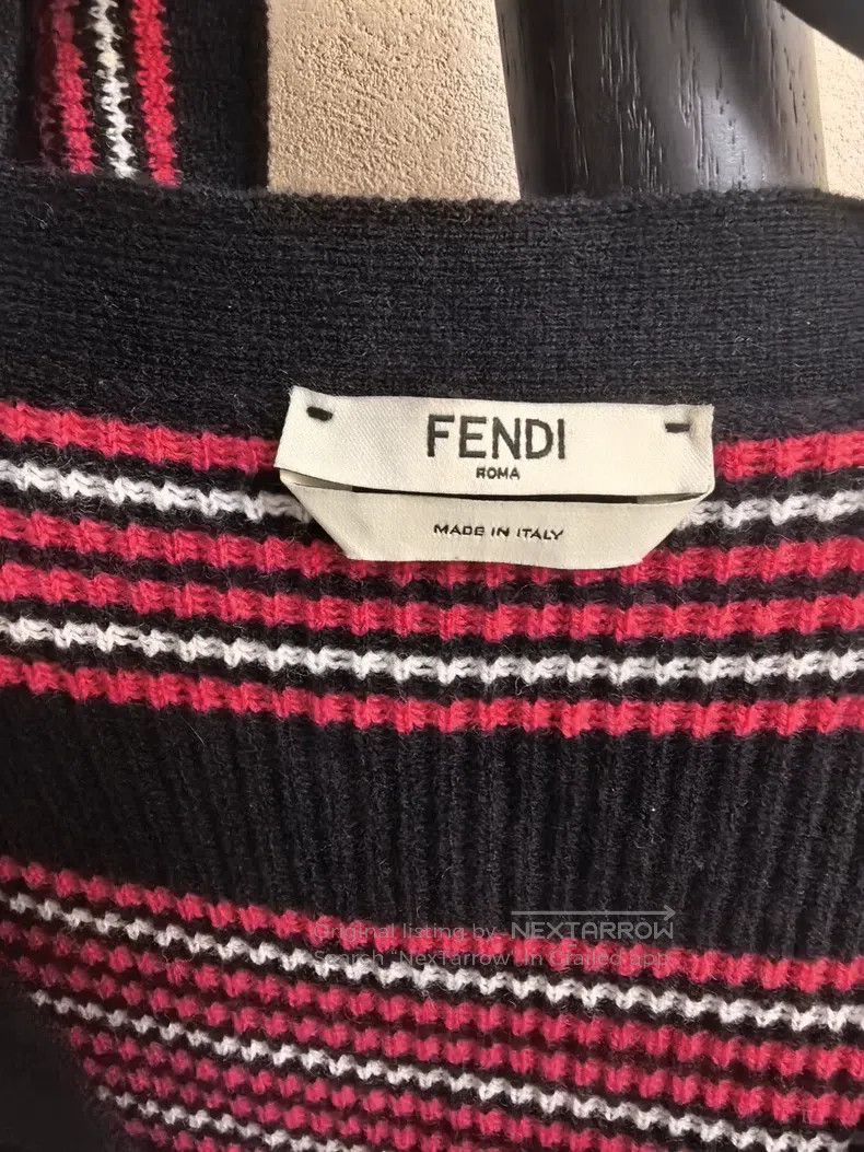 Fendi Fendi Black and Red Striped Knit Cardigan, V-Neck Design Size S / US 4 / IT 40 - 5 Thumbnail
