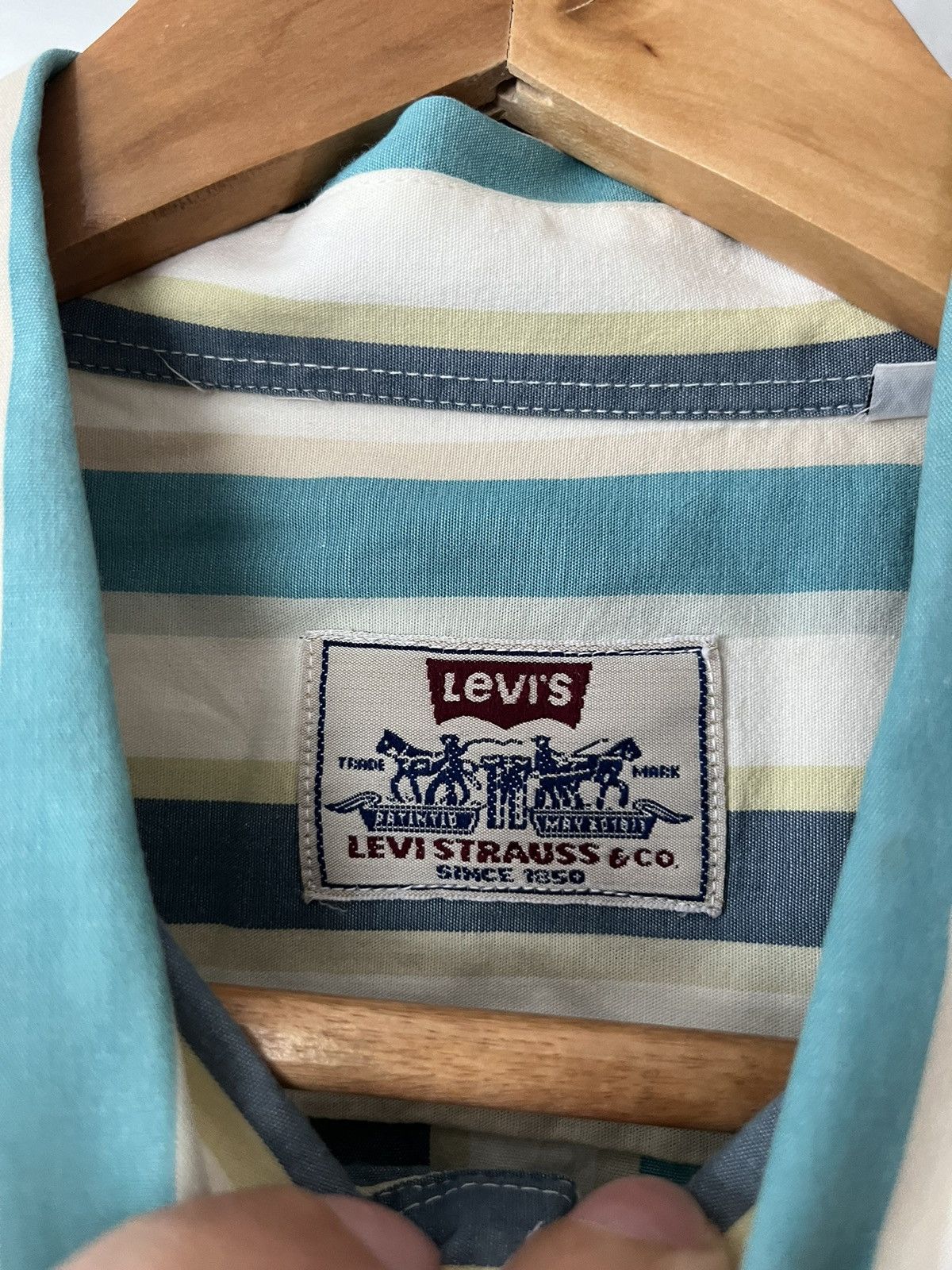 Levi's Vintage Levi's Striped Oxford Button Shirt Longsleeve Green Size US XL / EU 56 / 4 - 5 Thumbnail