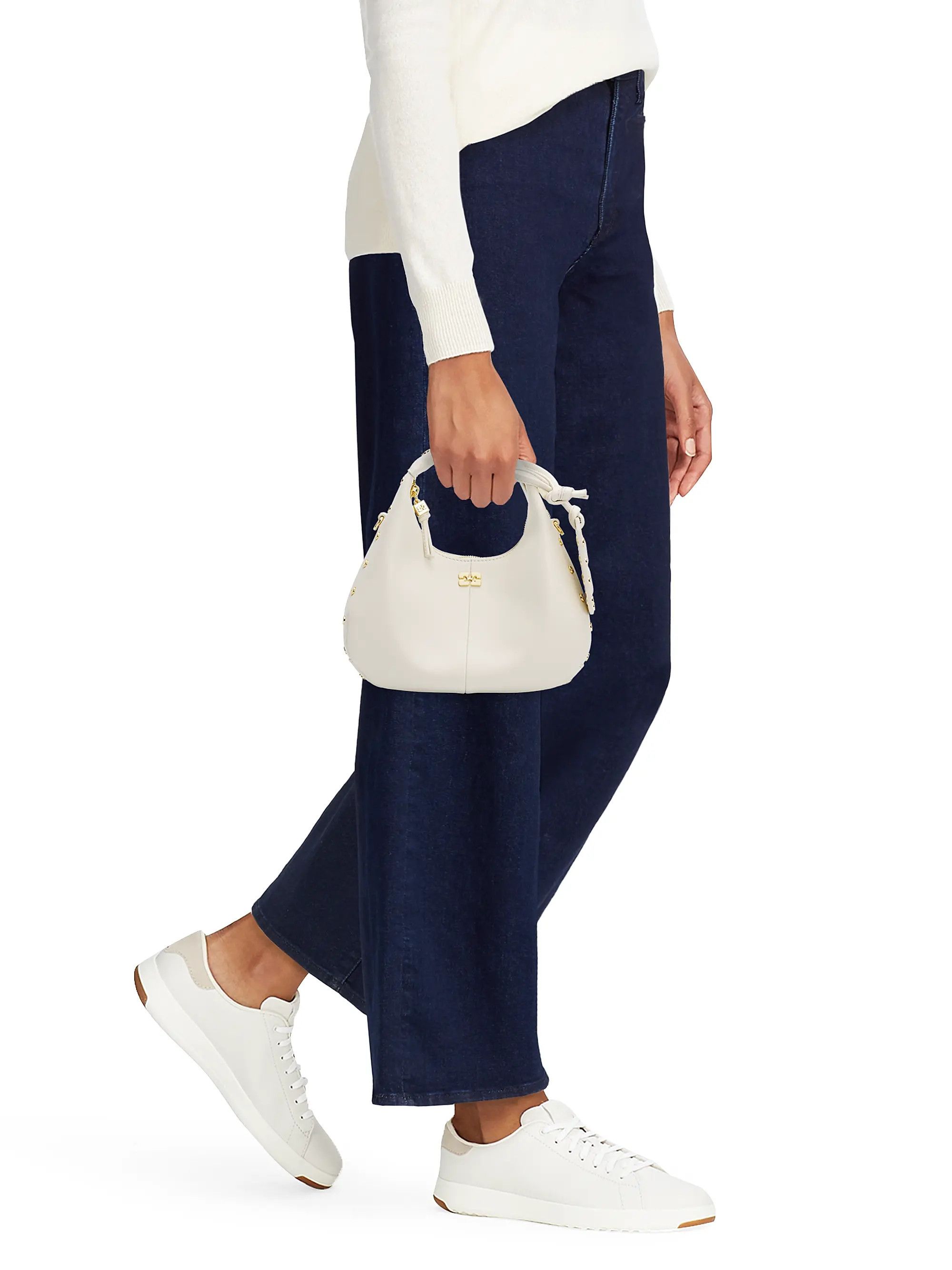 Ganni os11x0526 Size: OS / Mini Studded Hobo Bag in Ivory Size ONE SIZE - 2 Thumbnail