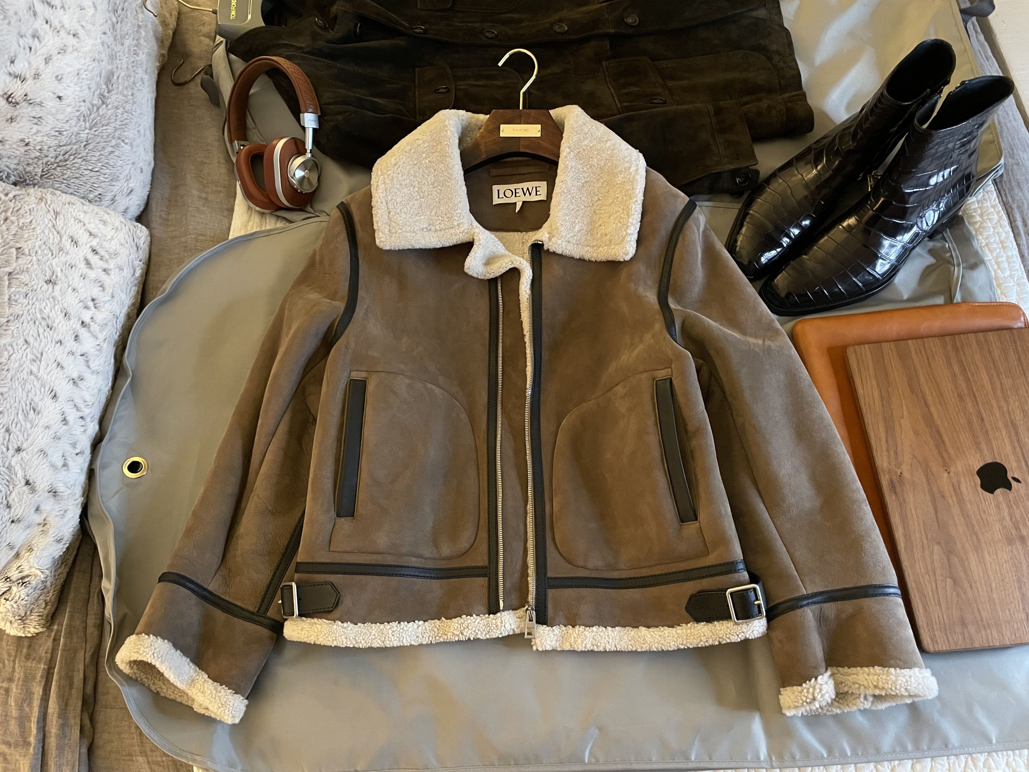 Loewe Coveted Rare $7,000 w/tax Suede Shearling Aviator Jacket Size US M / EU 48-50 / 2 - 14 Thumbnail