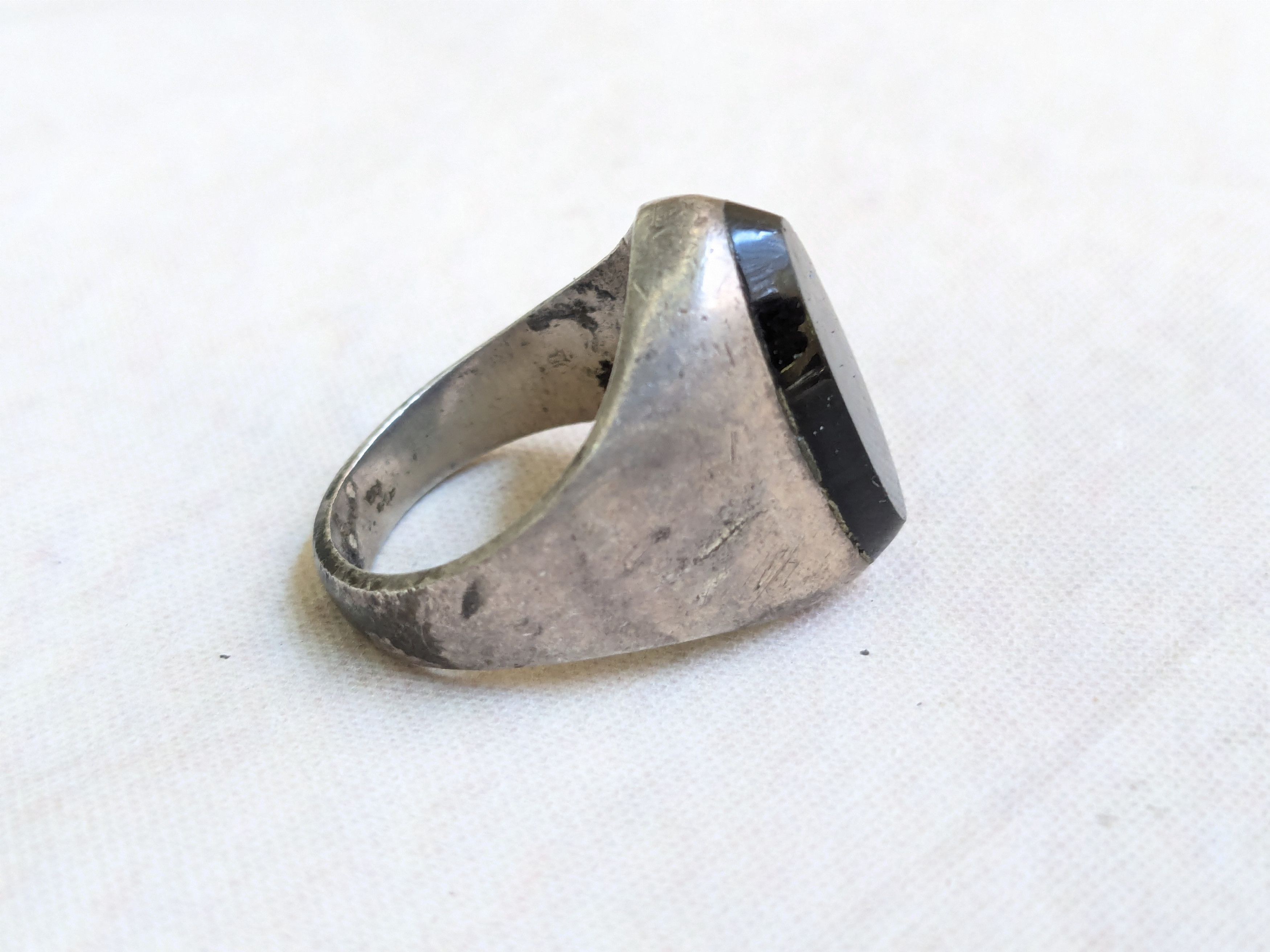 Jewelry Vintage Sterling Silver Ring Black Onyx 10.25 Taxco Mexico Size ONE SIZE - 5 Thumbnail