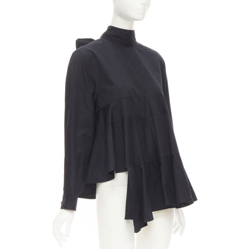 Comme des Garcons COMME DES GARCONS 1980s Vintage black asymmetric tiered flared tie back shirt M Size M / US 6-8 / IT 42-44 - 1 Thumbnail