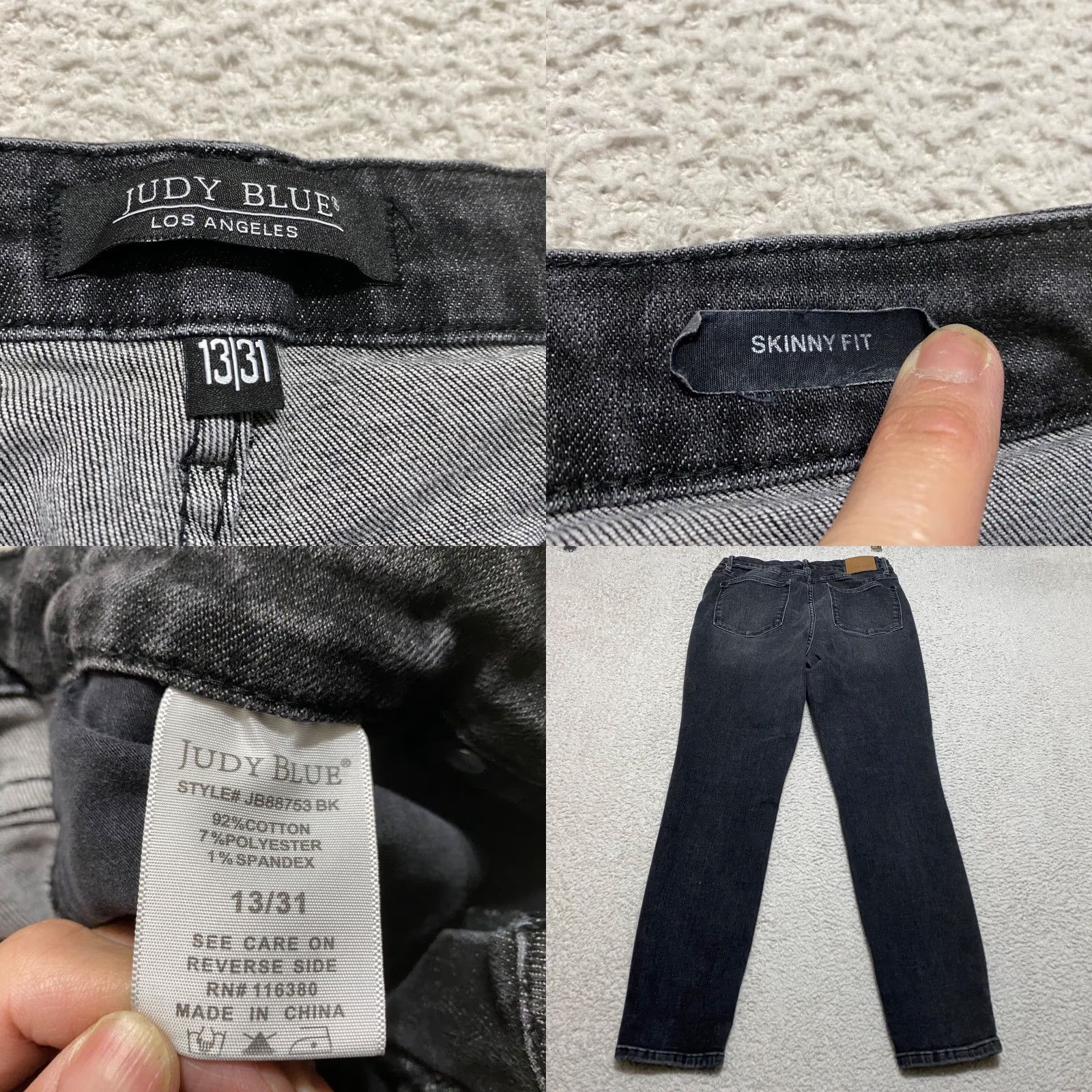 Vintage Judy Blue Jeans Womens 31 Black Denim Skinny High Rise 5-Pocket Classic Modern Skinny Style Mens? Womens? Size 24" / US 00 / IT 34 - 8 Thumbnail
