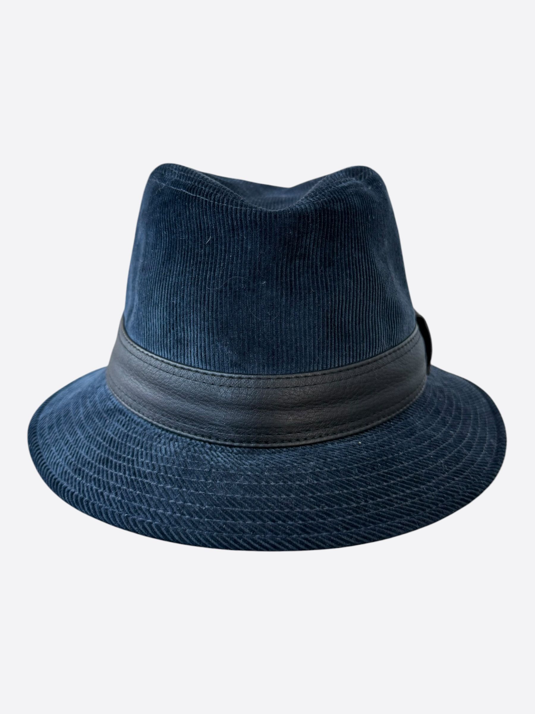 Hermes Hermes Navy & Black Corduroy Fedora Size ONE SIZE - 1 Thumbnail