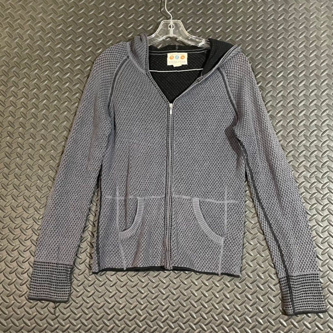 Vintage Title Nine Gray Waffle Knit Full Zip Hoodie Women S Sweater Size S / US 4 / IT 40 - 2 Thumbnail