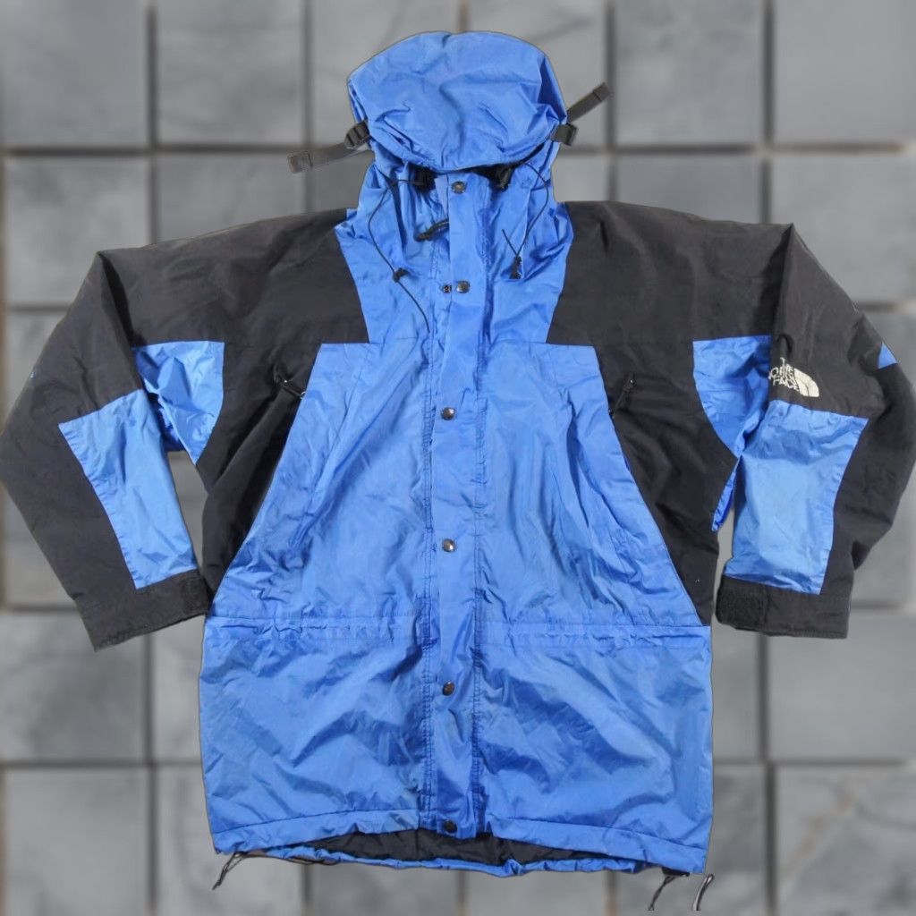 The North Face Mountain Light Jacket Mens Medium Blue Hooded Windbreaker USA Made Outdoor