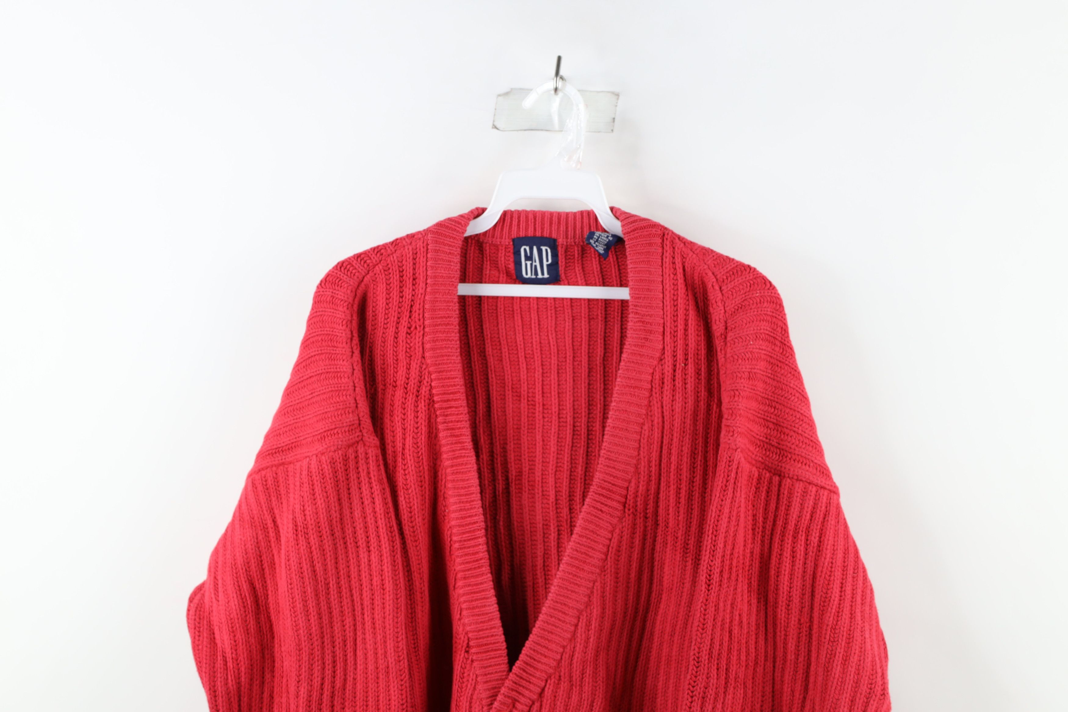 Gap × Vintage Vintage 90s Gap Heavyweight Ribbed Knit Cardigan Sweater Size US M / EU 48-50 / 2 - 2 Thumbnail