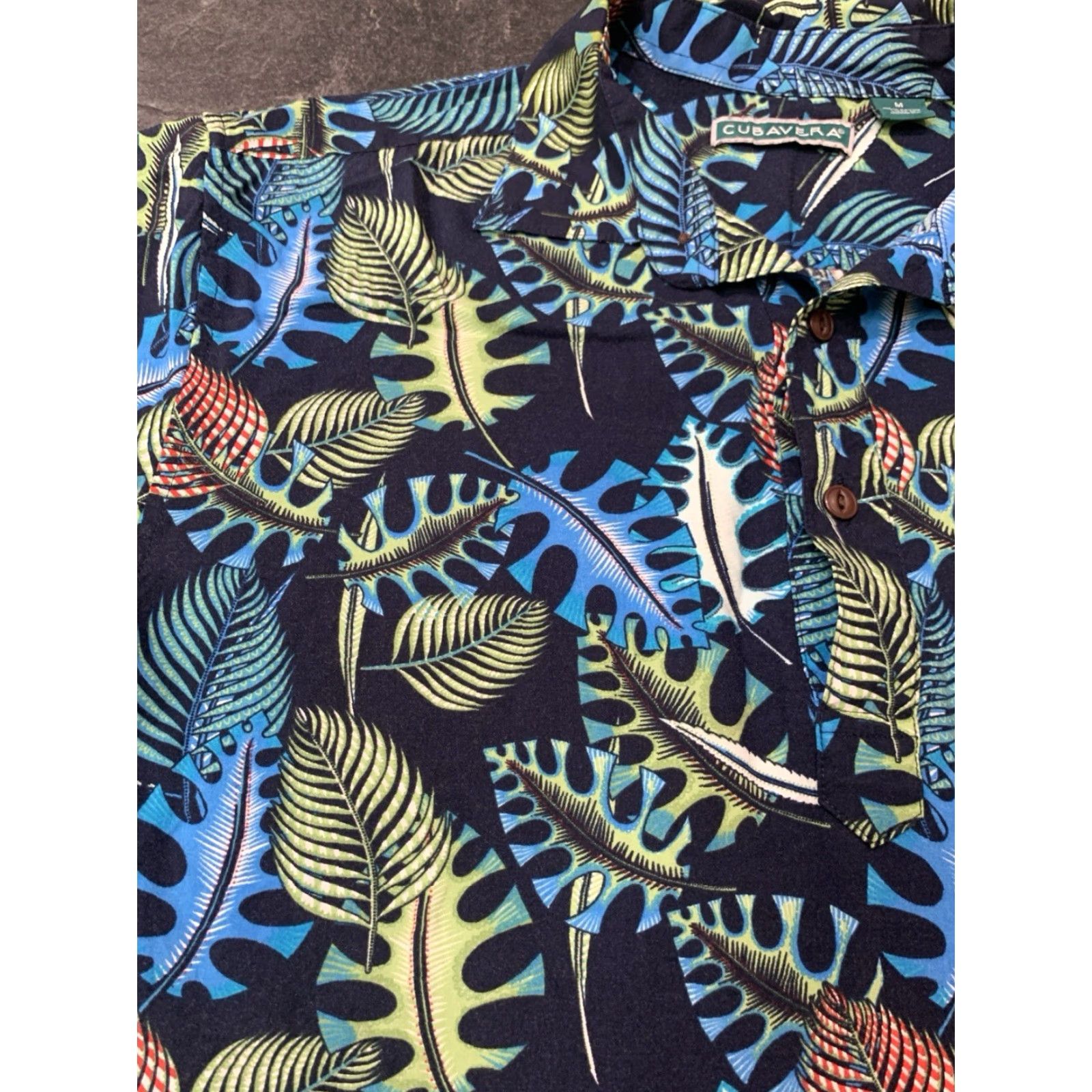 Cubavera VINTAGE Cubavera Hawaiian Shirt Men Medium Blue Floral Short Sleeve Pullover Rayon M Size US M / EU 48-50 / 2 - 2 Thumbnail
