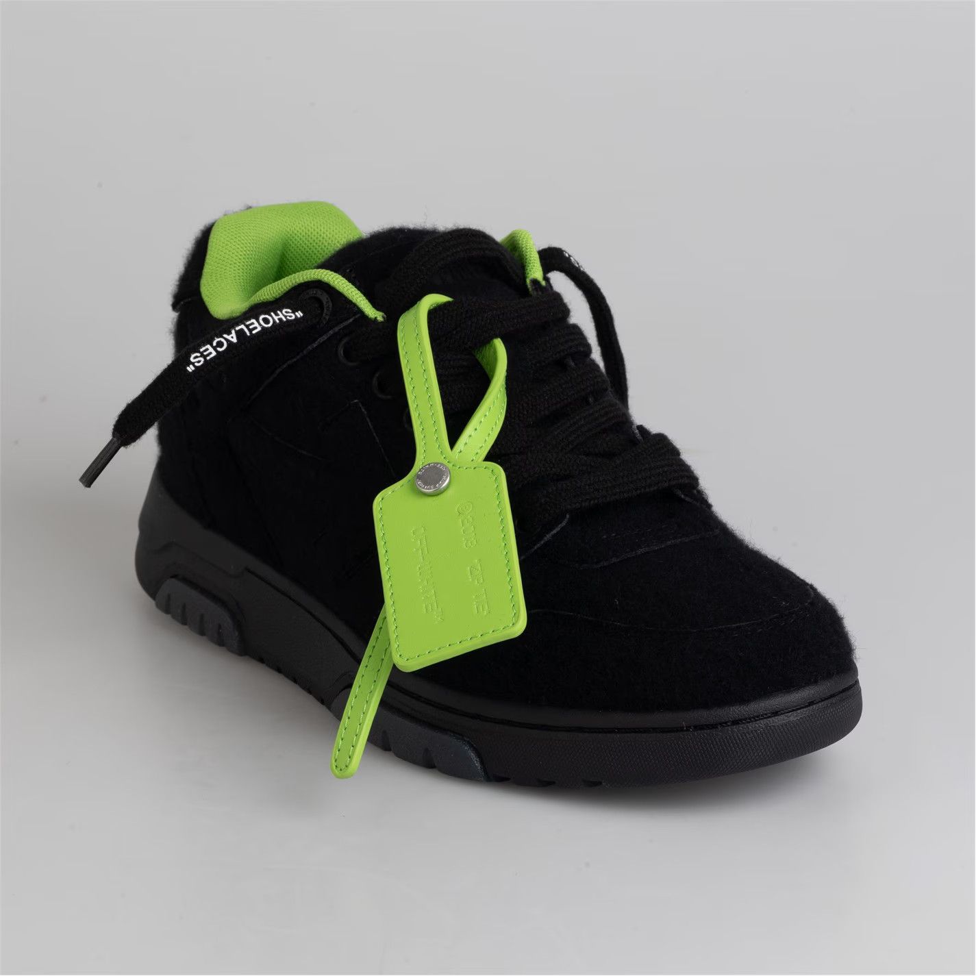 Off-White o1g2r1mq0125 Office Wool Trainers in Black & Green Size US 7.5 / IT 37.5 - 2 Thumbnail