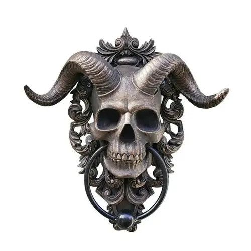 Japanese Brand Horned Skull Statue Hanging Doorknocker Size ONE SIZE - 2 Thumbnail