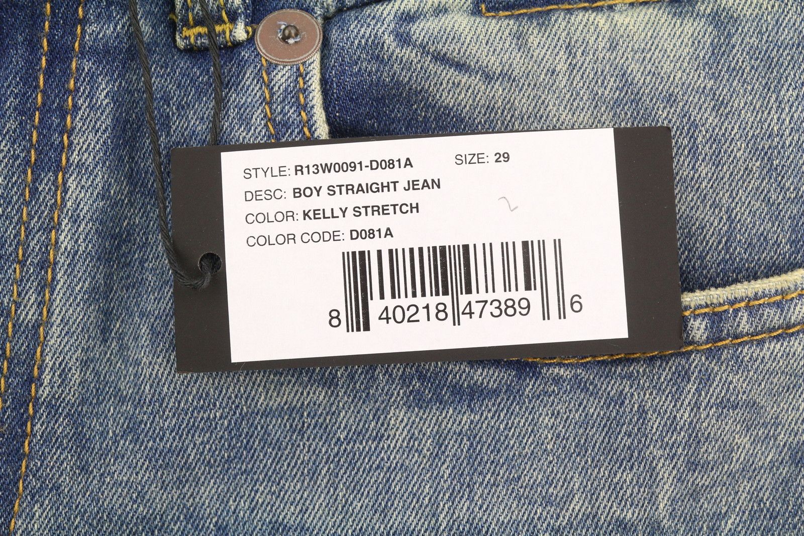 R13 BOY STRAIGHT 29 Kelly Faded Blue RRP699 87177 Size 29" - 7 Thumbnail