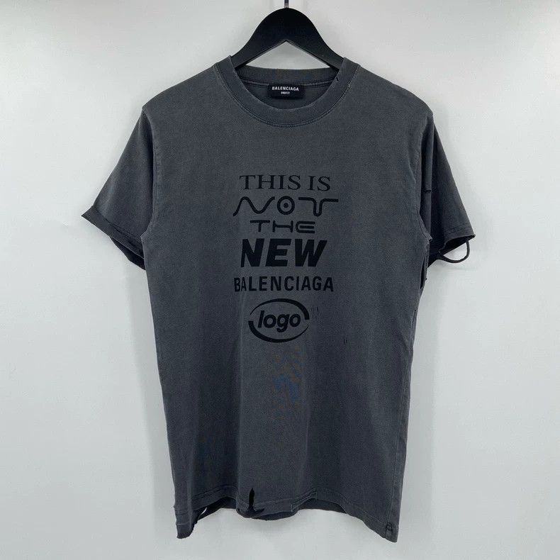 Balenciaga Balenciaga Washed Gray Distressed Slogan Tee - dmc Size US S / EU 44-46 / 1 - 1 Thumbnail