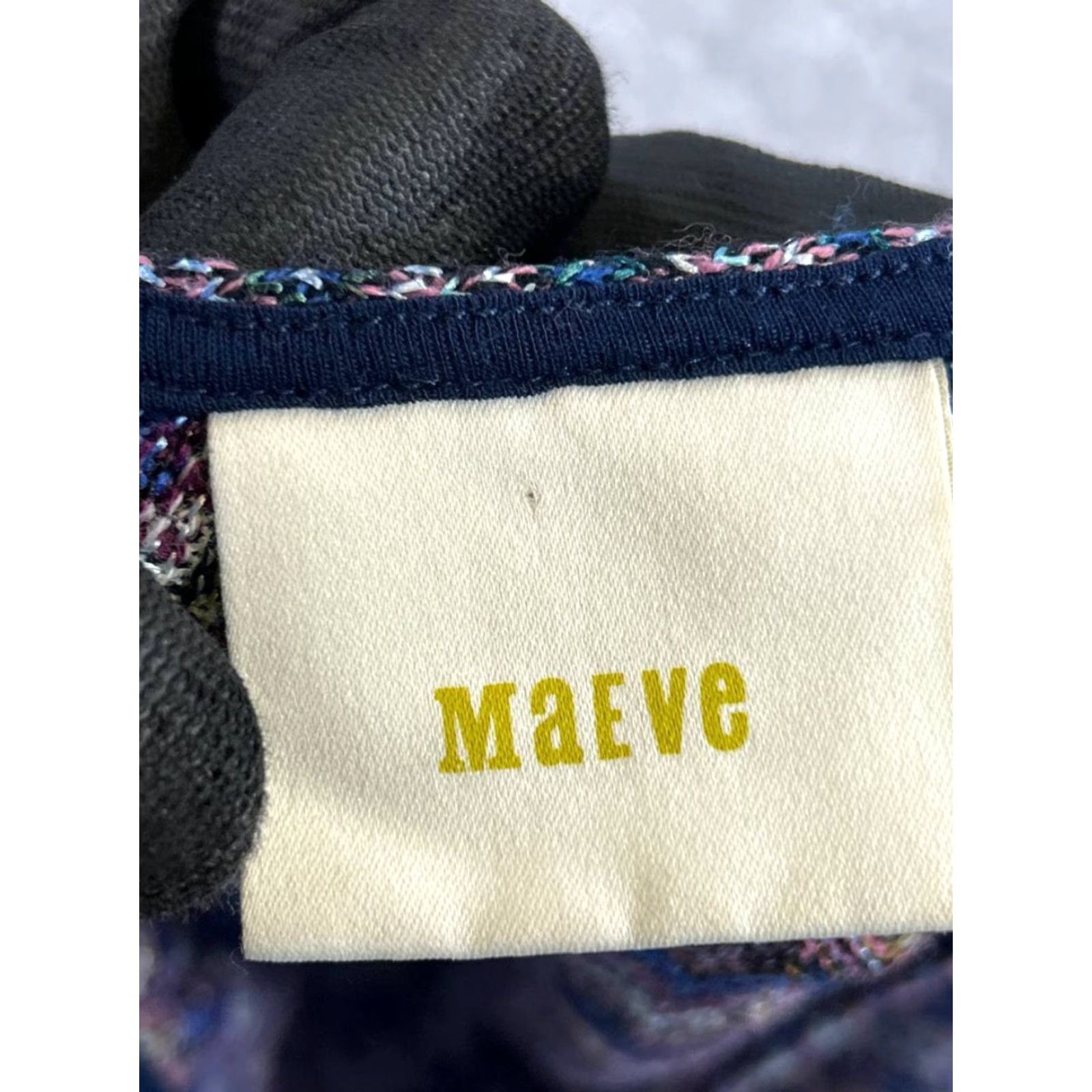 Vintage Maeve Dress Womens Small Purple Gray Yellow Knit Blouson V-Neck Sleeveless Knee Length Casual Everyday Shaped Size S / US 4 / IT 40 - 3 Thumbnail