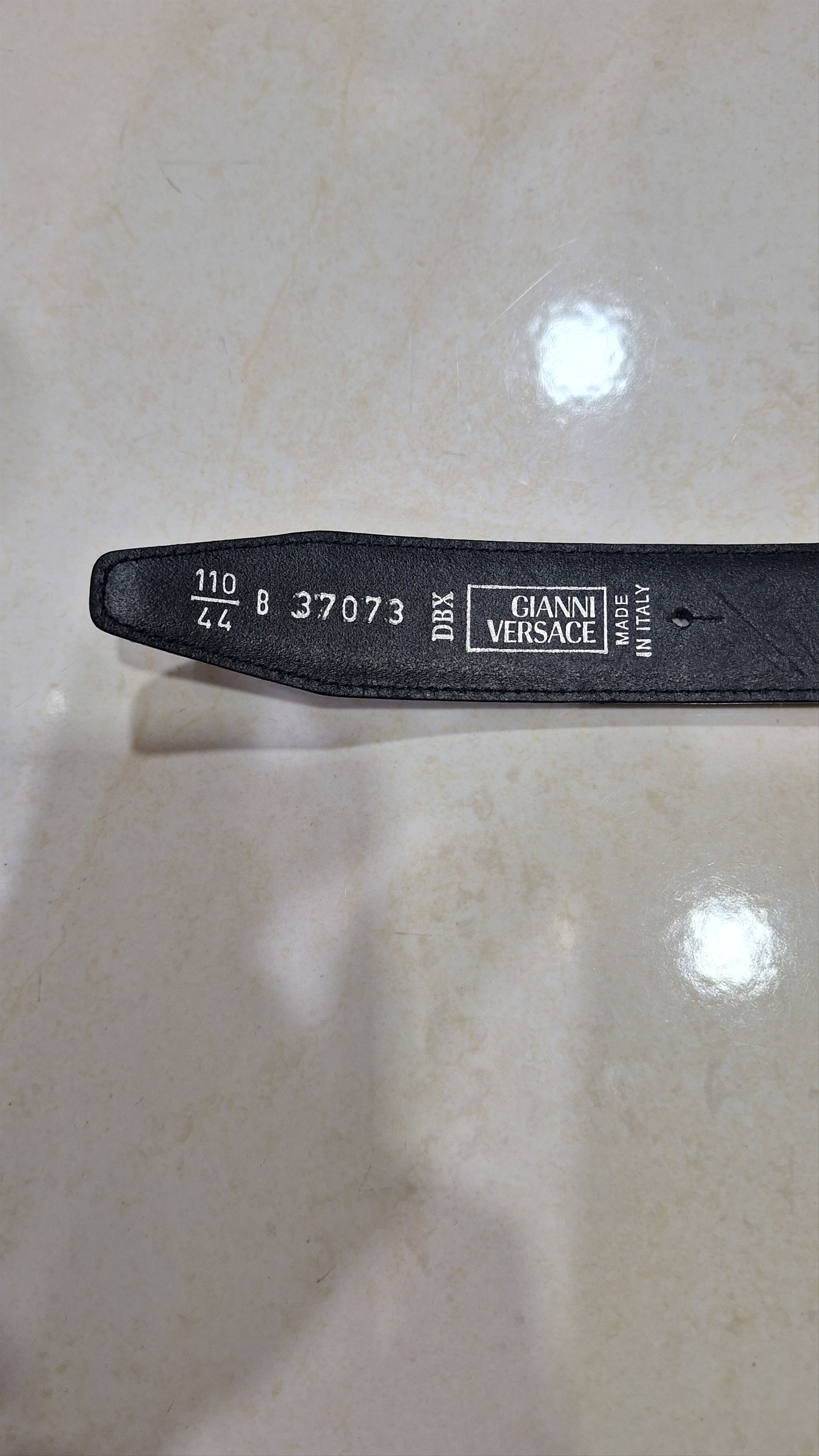 Versace Versace Medusa Black Leather Silver Buckle Size 44 - 6 Thumbnail
