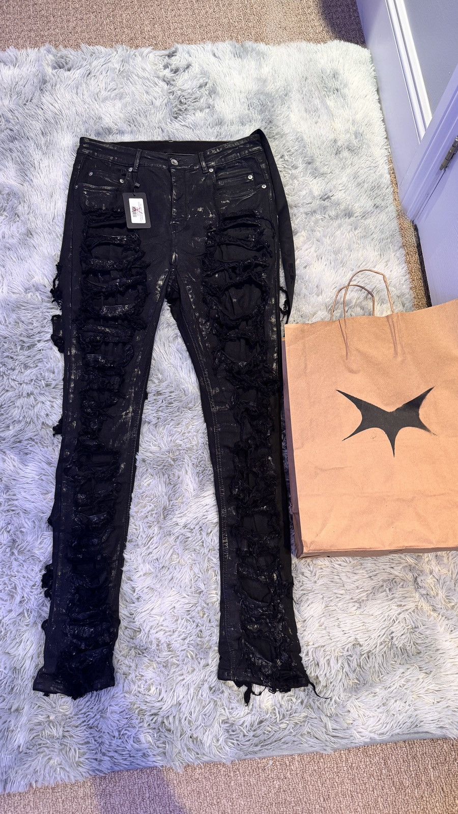 Rick Owens Rick Owens Drkshdw Waxed Distressed Detroit Cut Jeans Size US 32 / EU 48 - 2 Thumbnail