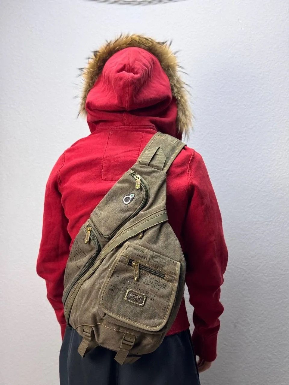 Diesel Vintage Bag Fur Sling Bag Vintage Cargo Bag Multi Pocket in Green, Men's