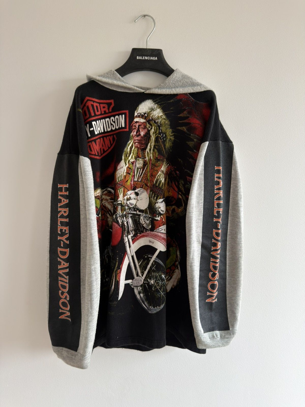 Harley Davidson *RARE* 90s VINTAGE EMPIRE HOODIE HARLEY DAVIDSON USA AOP Size US XL / EU 56 / 4 - 1 Thumbnail