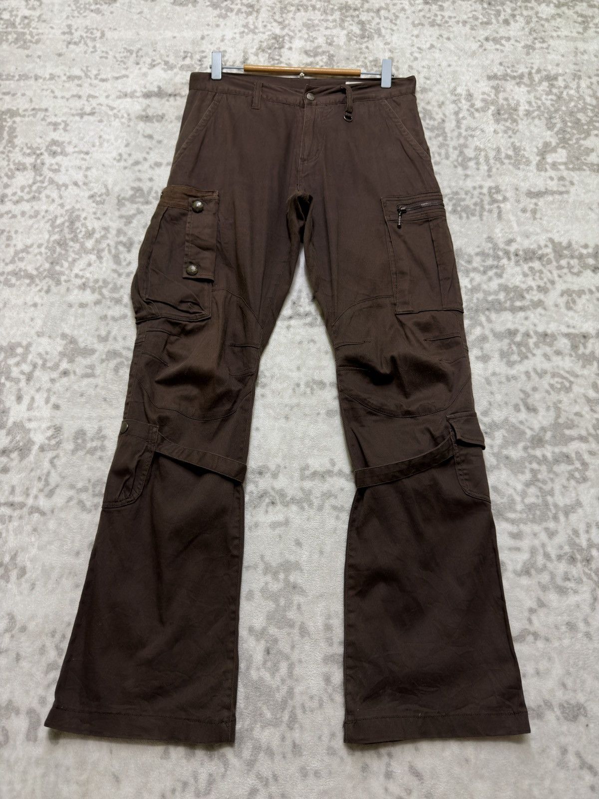 Japanese Brand Vintage Semantic Design Bondage Cargo Pants Brown Flared Y2K Size US 30 / EU 46 - 1 Thumbnail