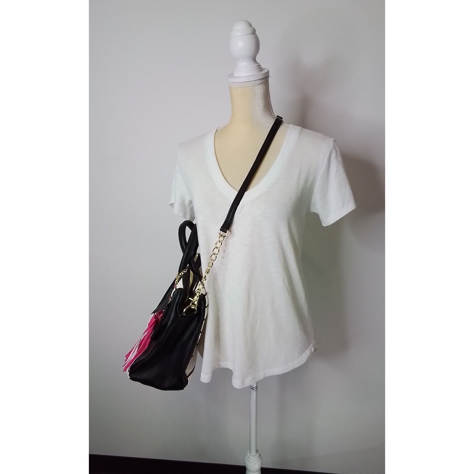 Betsey Johnson Betsey Johnson Handbag + Wallet Black + White Stripe Big Bow Size ONE SIZE - 4 Thumbnail
