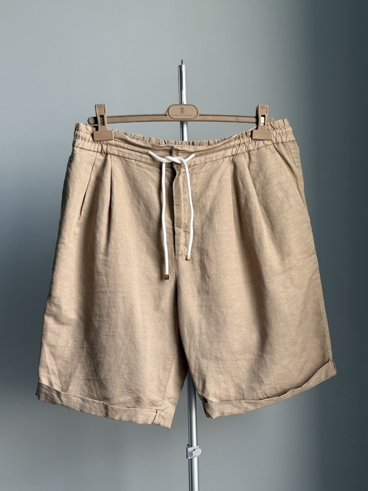 Brunello Cucinelli Brunello Cucinelli Linen Relaxed Fit Drawstring Shorts Size US 36 / EU 52 - 7 Thumbnail
