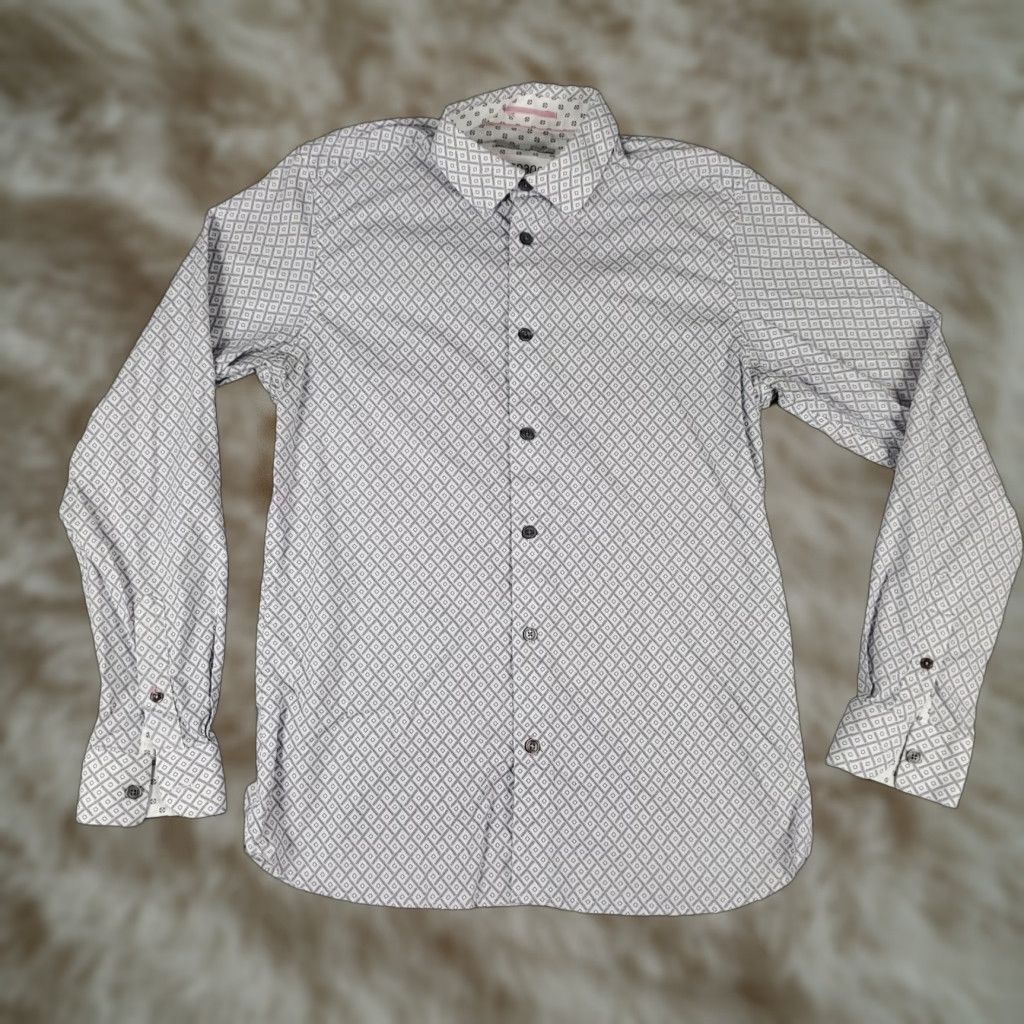 Ted Baker Ted Baker Shirt Gray Geometric Button Up Long Sleeve Adult Size 3 Mens Size US S / EU 44-46 / 1 - 1 Thumbnail