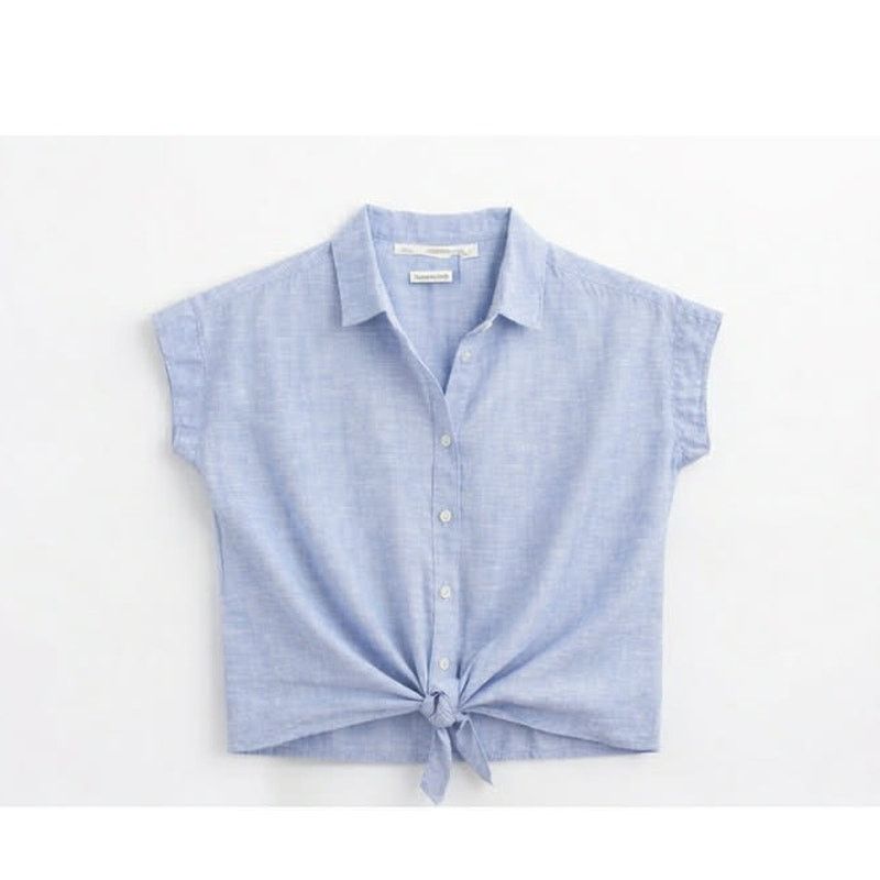 Weatherproof Weatherproof Vintage Linen Button Shirt Blue Tie Front MED Size M / US 6-8 / IT 42-44 - 2 Thumbnail
