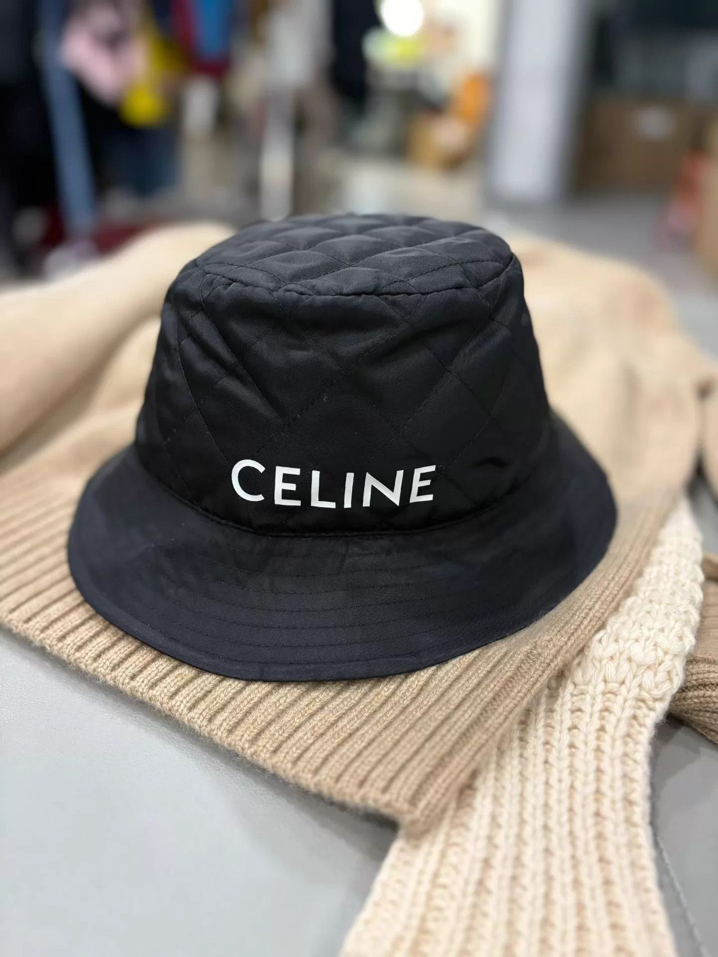 Celine Celine Tartan Logo Black Nylon Fisherman Hat M58 Unisex Size ONE SIZE - 1 Thumbnail